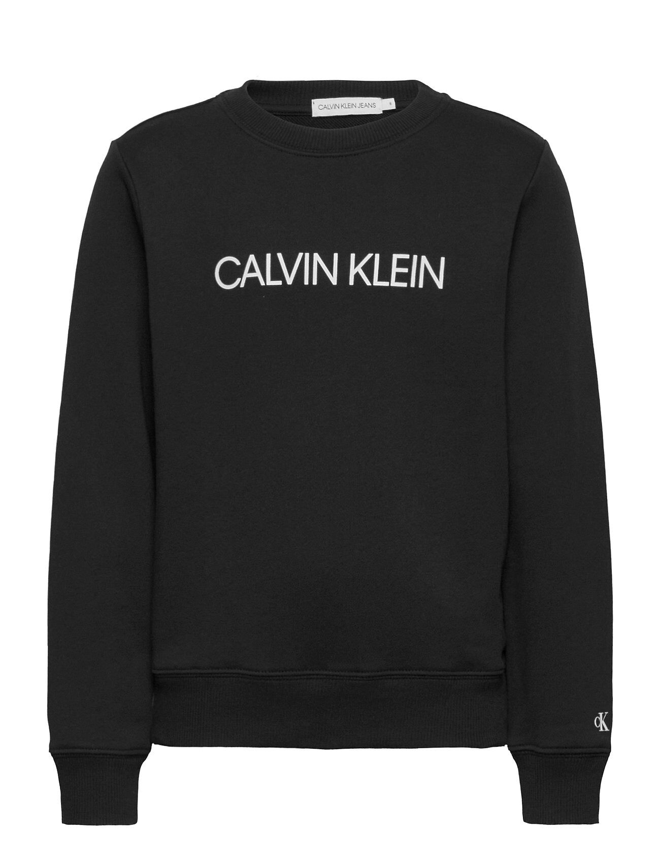 Calvin Institutional Logo Sweatshirt Sweat-shirt Genser Svart Calvin Klein