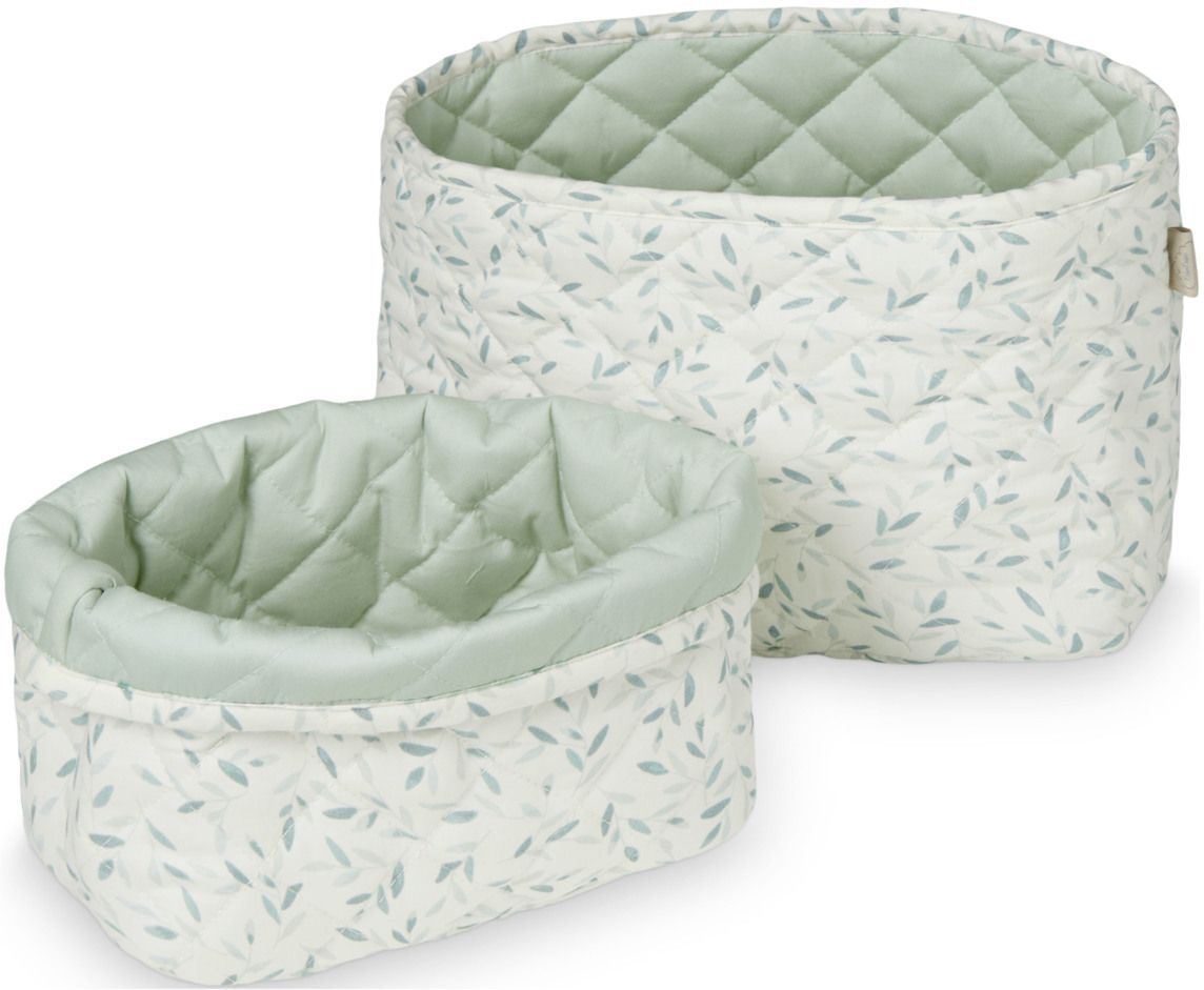 Cam Cam Copenhagen Quilted Storage Basket, Set Of Two - Ocs Poppies/Shell Home Kids Decor Storage Grønn Cam Cam Copenhagen