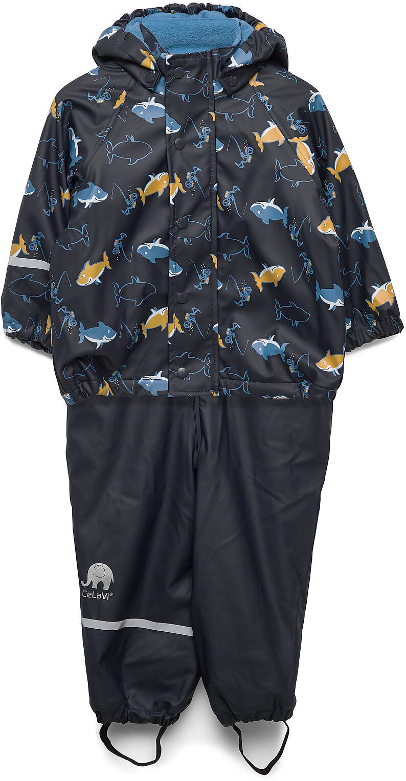 CeLaVi Rainwear -Aop W. Fleece W. Printed Jacket Outerwear Coveralls Rainwear Sets & Coveralls Blå CeLaVi