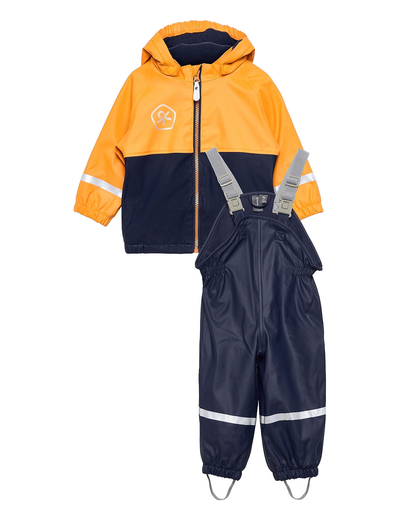 Color Kids Rain Set Pu W. Fleece Lining Outerwear Rainwear Rainwear Sets & Coveralls Blå Color Kids