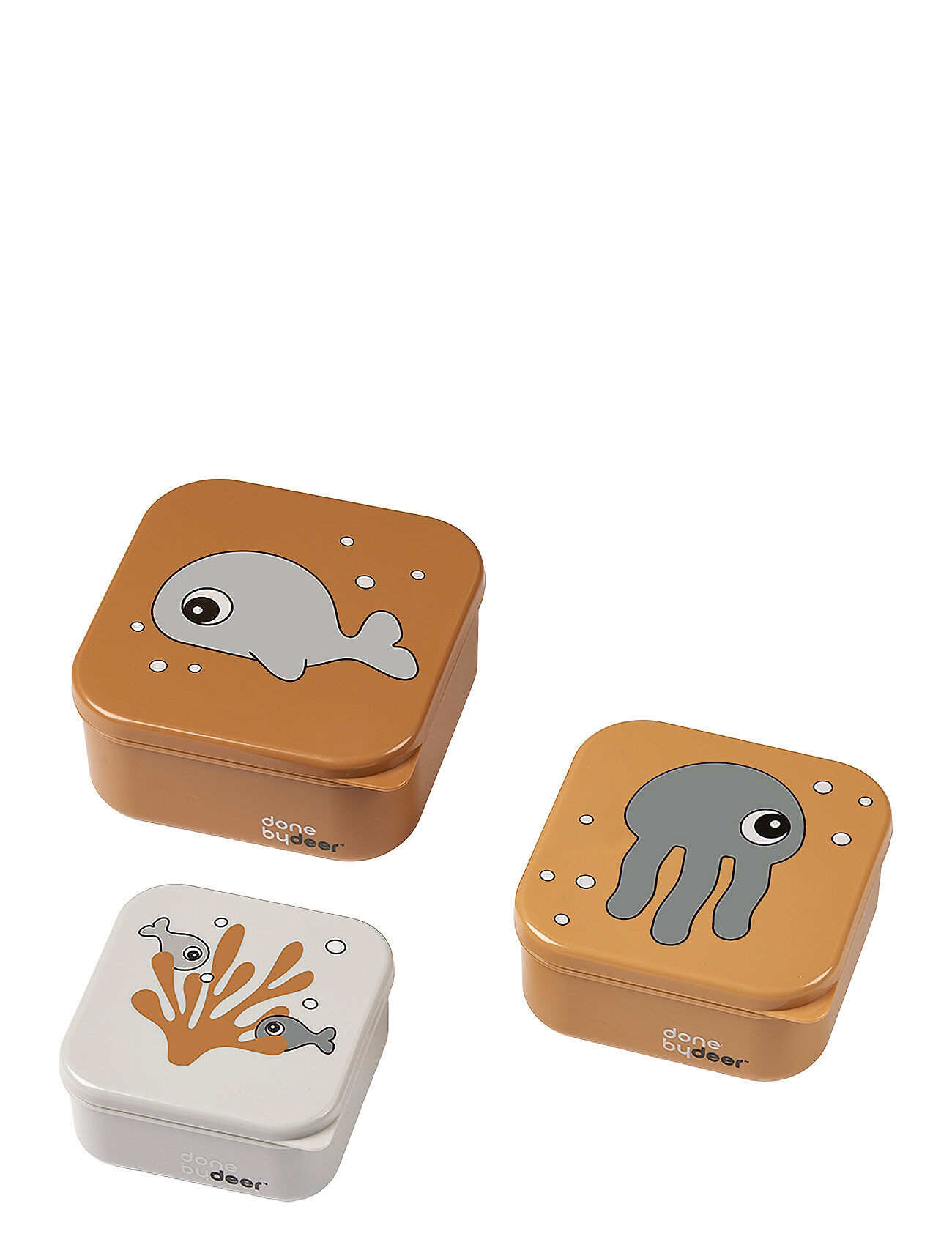Done by Deer Snack Box Set 3 Pcs Sea Friends Home Meal Time Lunch Boxes Brun D By Deer