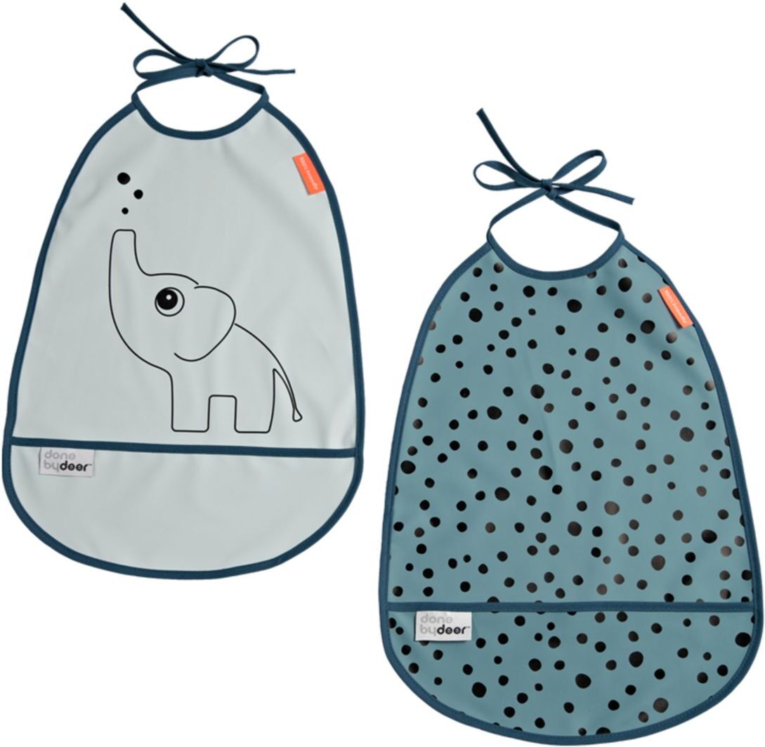 Done by Deer Bib 2-Pack Elphee Home Meal Time Bibs Blå D By Deer