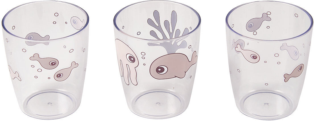 Done by Deer Yummy Mini Glass 3 Pcs Sea Friends Home Meal Time Cups & Mugs Cups Rosa D By Deer