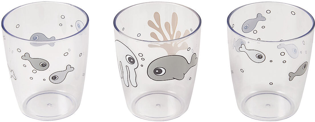 Done by Deer Yummy Mini Glass 3 Pcs Sea Friends Home Meal Time Cups & Mugs Cups Grå D By Deer