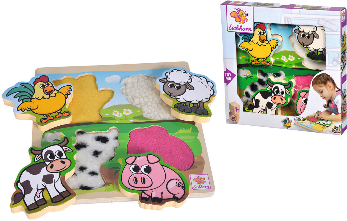 Eichhorn - Feel-Puzzle With Fabric, 5 Pcs. Toys Puzzles And Games Pegged Puzzles Multi/mønstret Eichhorn