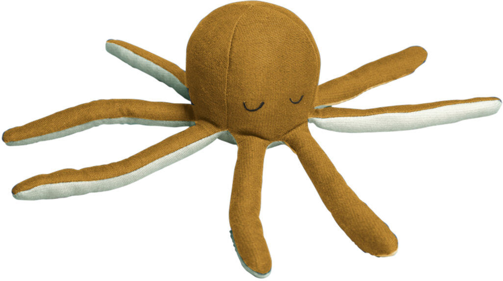 Fabelab Rattle - Octopus - Ochre / Beach Gr Toys Soft Toys Stuffed Animals Brun Fabelab