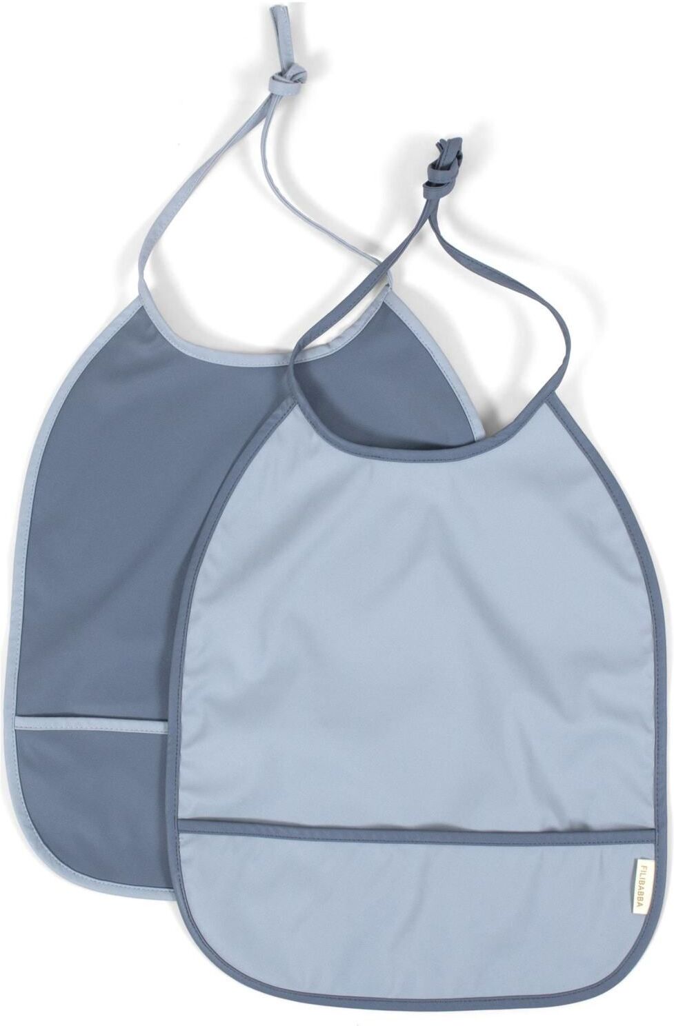 Filibabba Bib With Ties 2-Pack - Muddly Blue / Powder Blue Home Meal Time Bibs Blå Filibabba