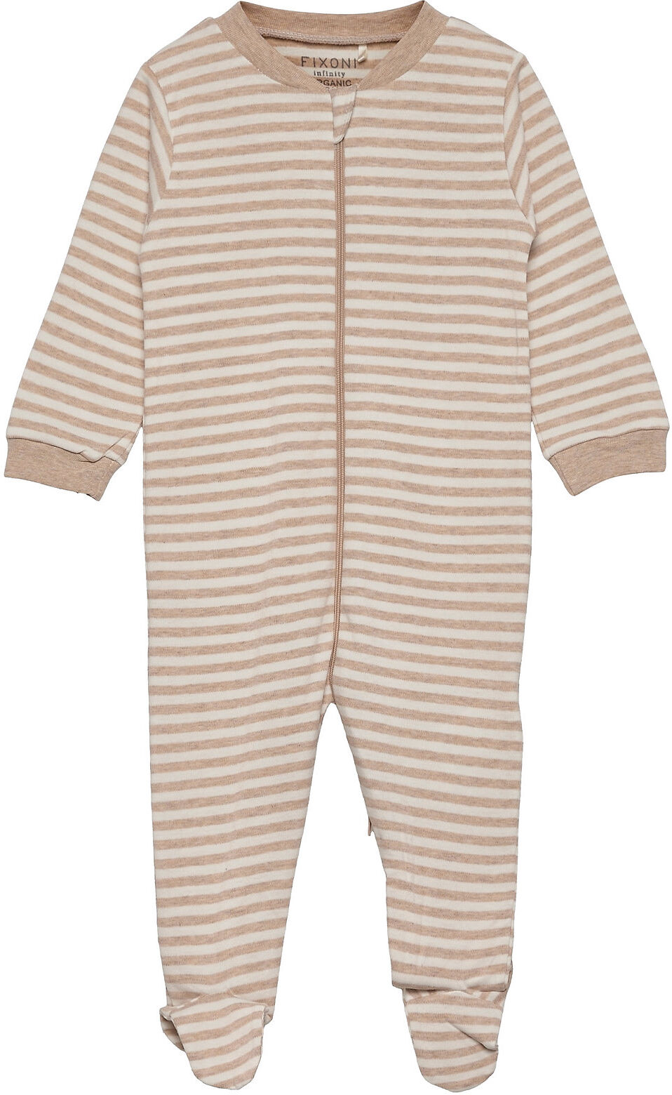 Fixoni Nightsuit W.zipper & Foot Pyjamas Sie Jumpsuit Beige Fixoni