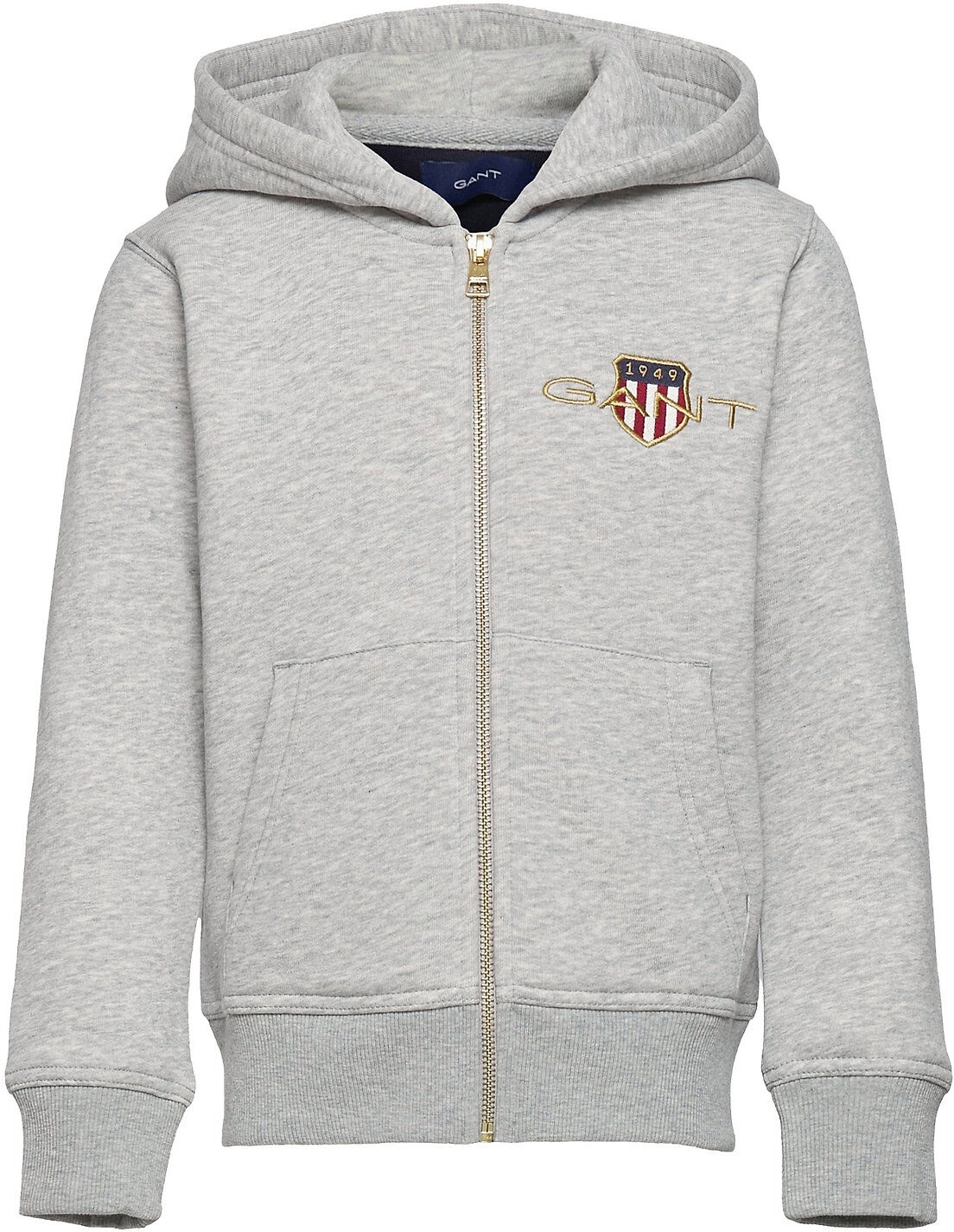 GANT D1. Med Archive Shield Zip Hoodie Hettegenser Genser Grå GANT