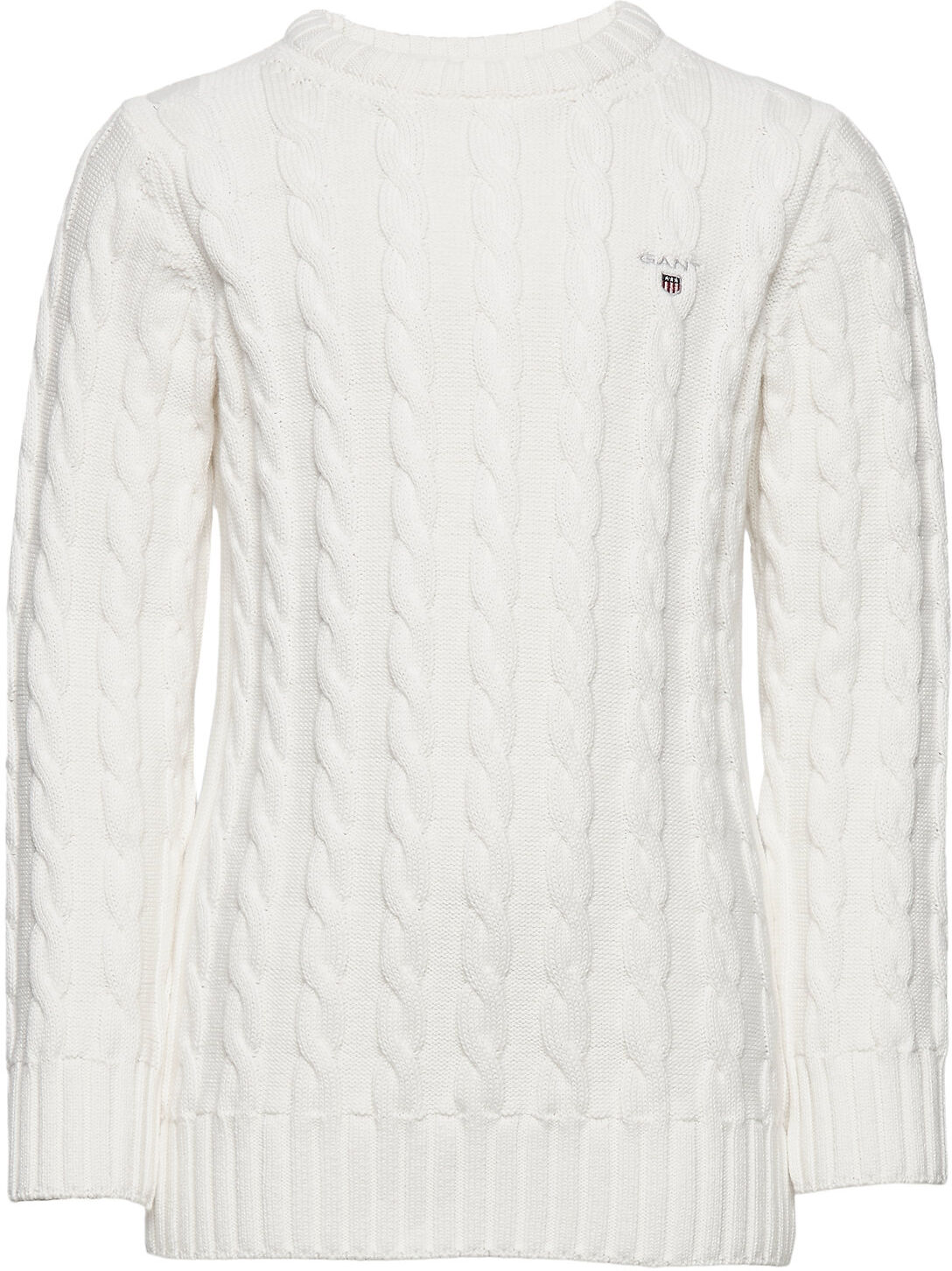 GANT Cotton Cable Crew Pullover Hvit GANT