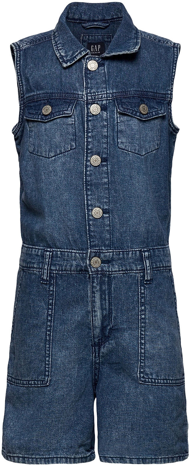 GAP Kids Denim Sleeveless Romper Jumpsuit Blå GAP