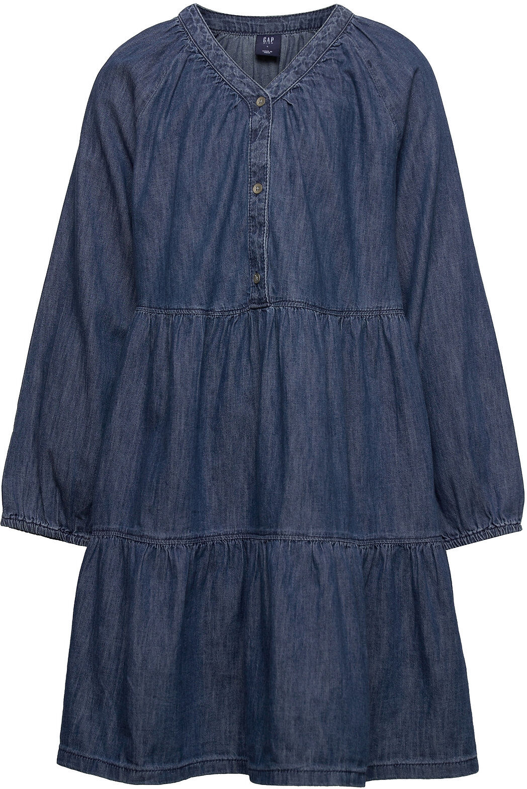 GAP Kids Tiered Denim Dress Dresses & Skirts Dresses Casual Dresses Long-sleeved Casual Dresses Blå GAP