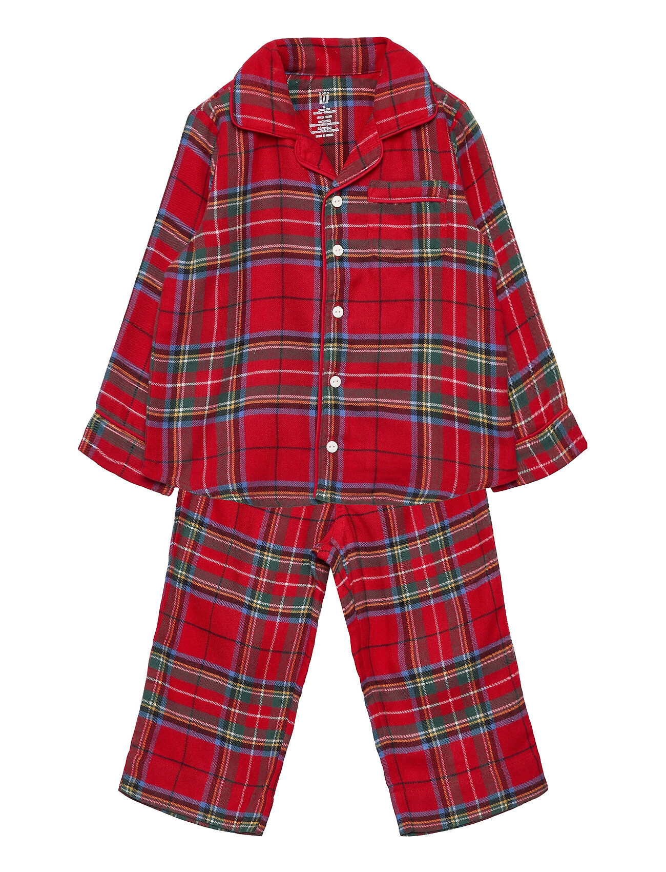 GAP Babygap 100% Recycled Plaid Print Pj Set Pyjamas Sett Rød GAP