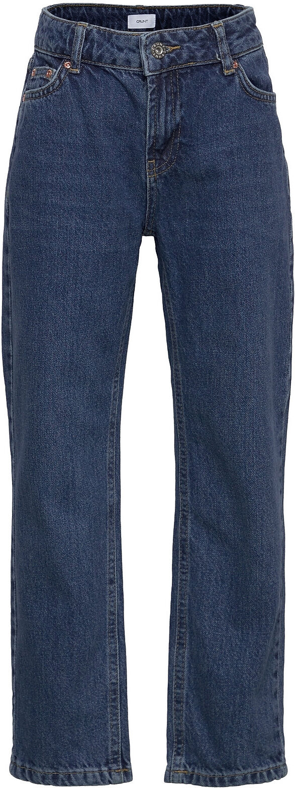 Grunt Street Loose Dark Blue Jeans Straight Jeans Blå Grunt