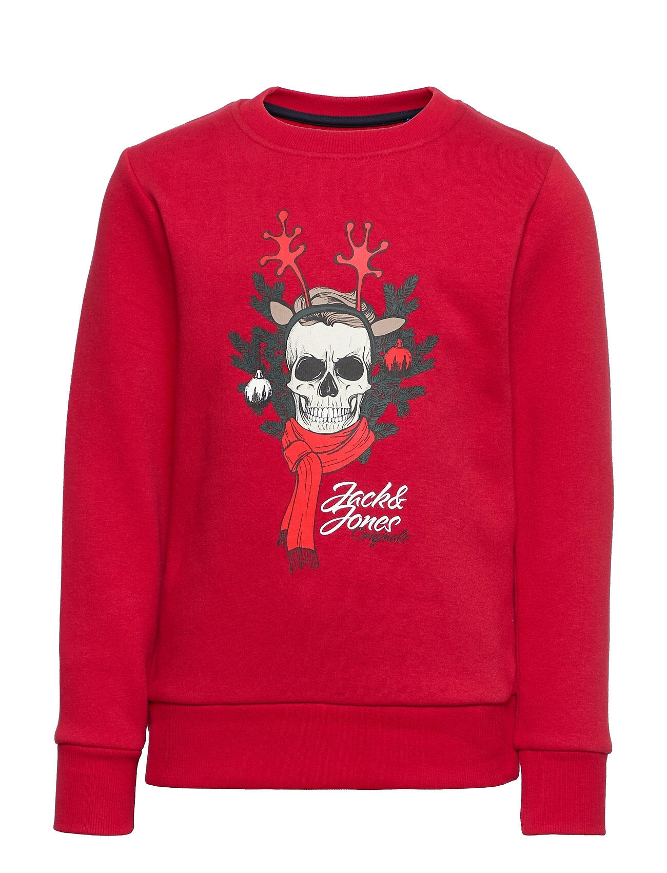 Jack & Jones Jorfestiveskull Sweat Crew Neck Xmas Jr Sweat-shirt Genser Rød Jack & J S