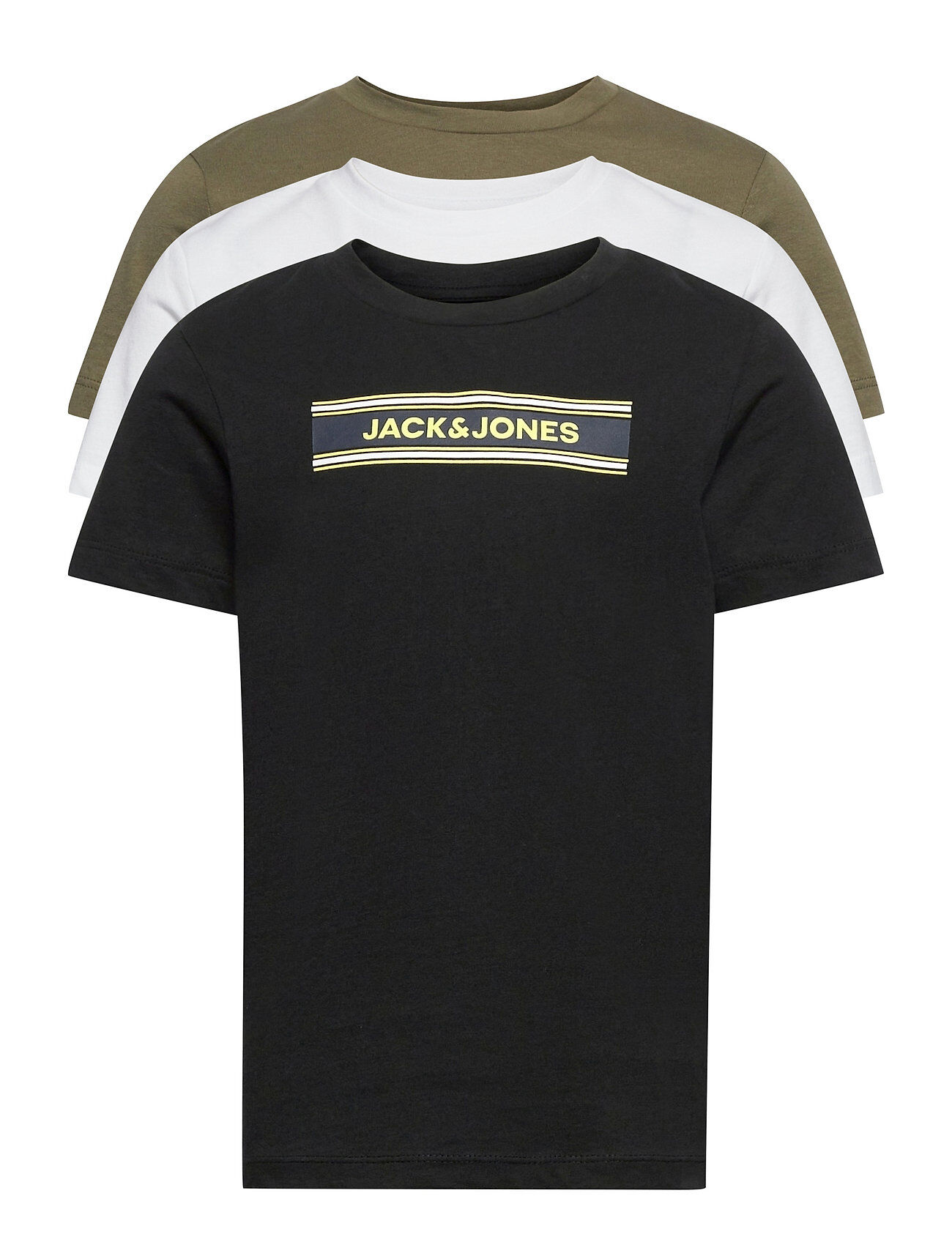Jack & Jones Jjmulti Tee Ss Crew Neck 3Pk Jr T-shirts Short-sleeved Multi/mønstret Jack & J S