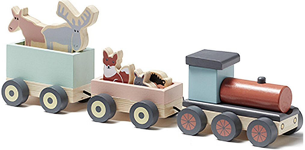 Kids Concept Animal Wood Train Edvin Toys Baby Toys Pull Along Toys Multi/mønstret Kids Concept