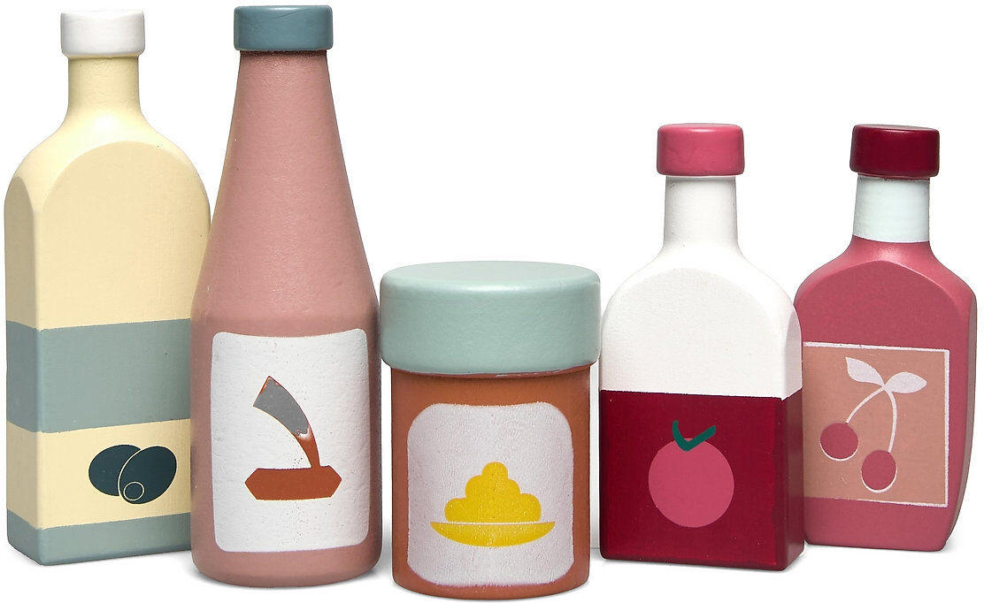 Kids Concept Bottle Set 5Pcs Bistro Toys Toy Kitchen & Accessories Toy Food & Cakes Multi/mønstret Kids Concept