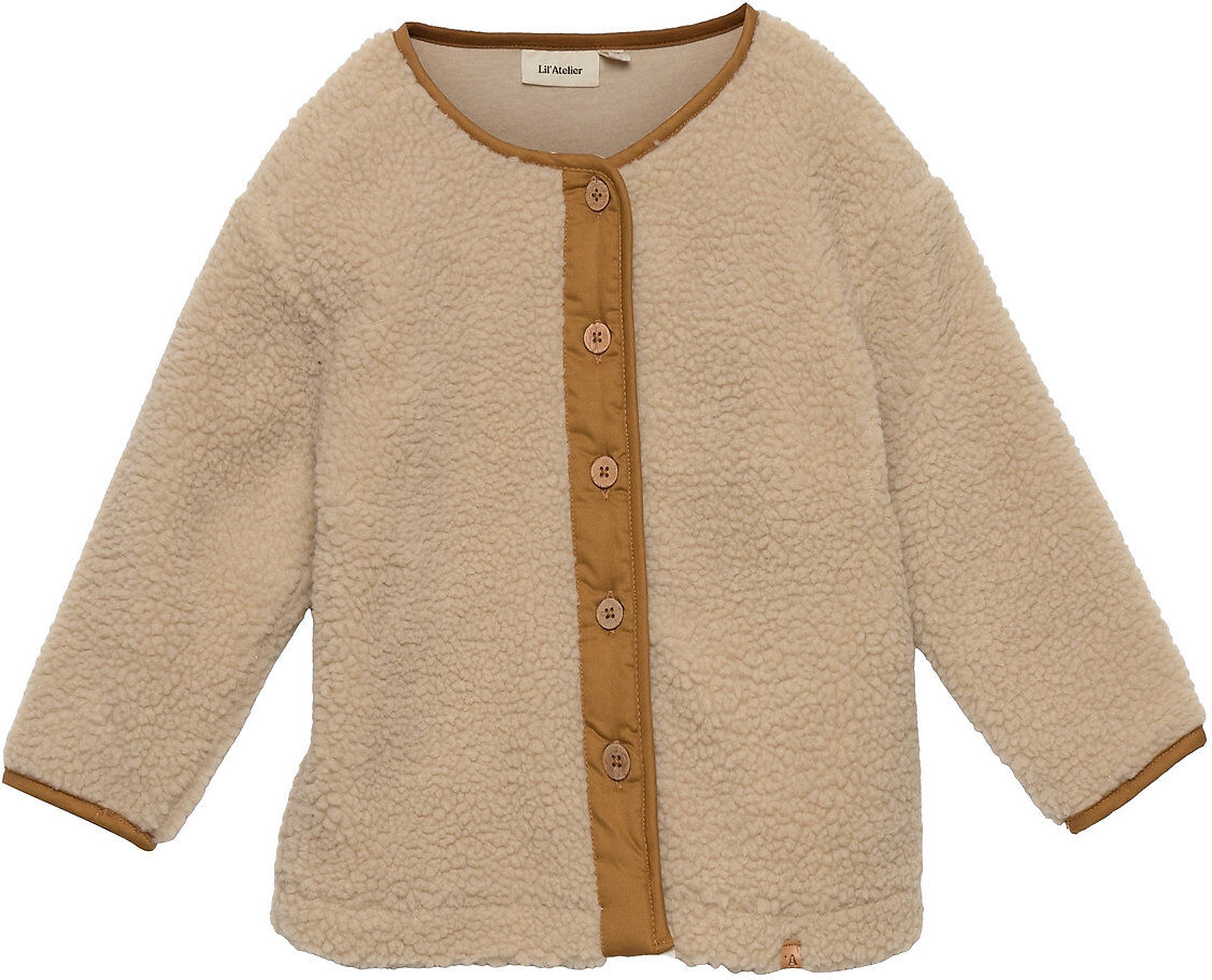 Lil'Atelier Nmnraven Ls Sherpa Card Lil Outerwear Fleece Outerwear Fleece Jackets Beige Lil'Atelier