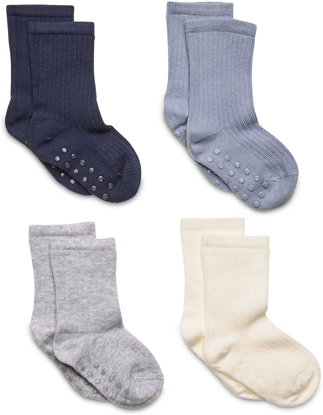 Lindex Sock Bab 4P Ribb Sock Socks & Tights Non-slip Socks Blå Lindex