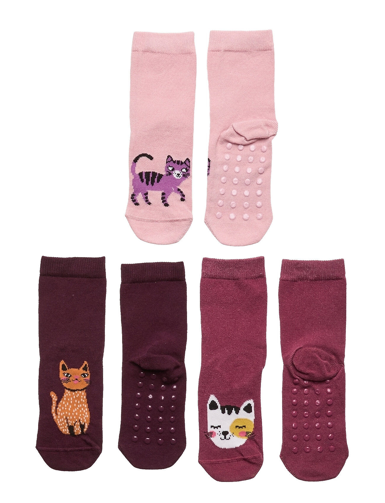 Lindex Sock 3P Sg Cats Socks & Tights Non-slip Socks Rosa Lindex