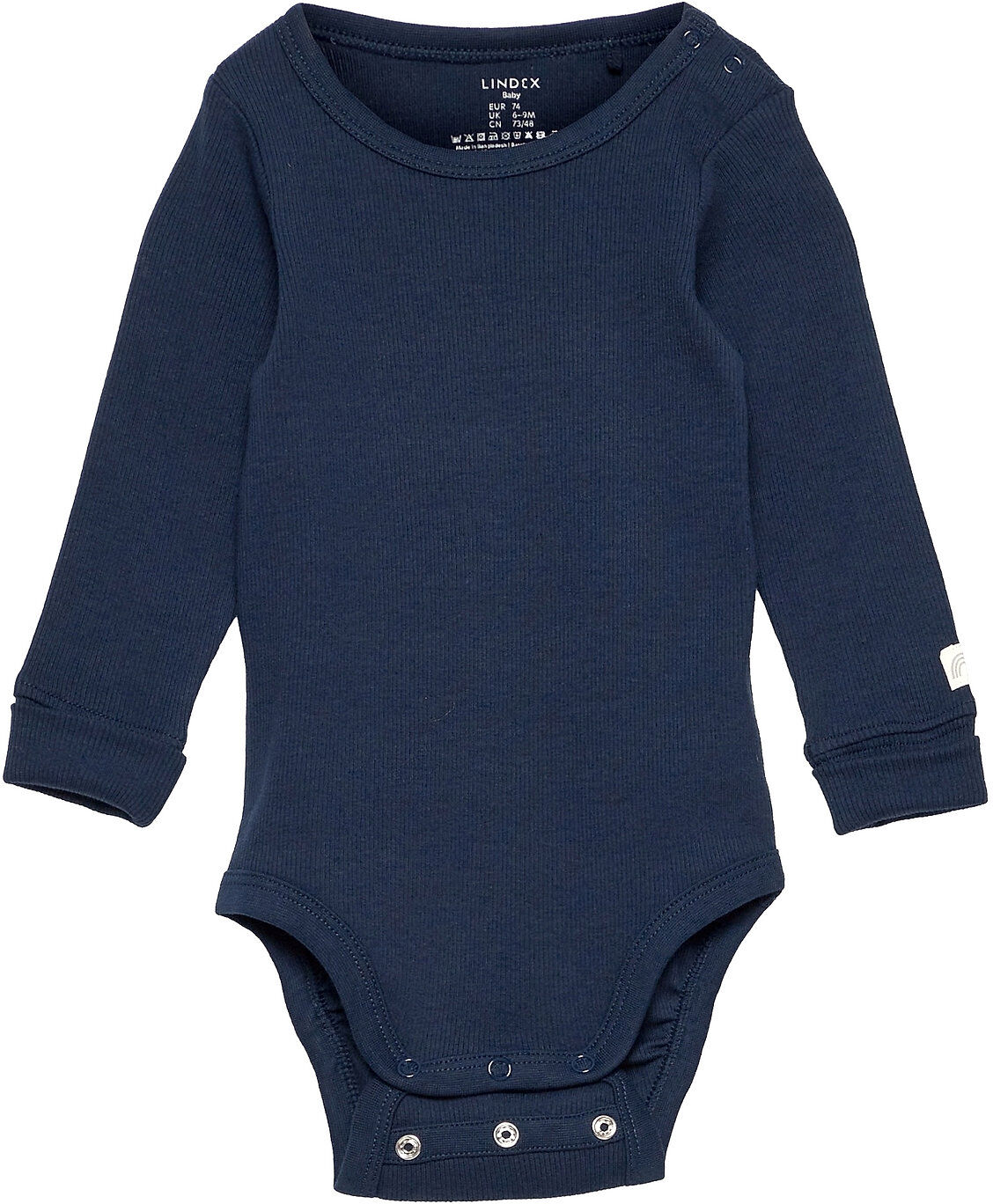 Lindex Body Solid Rib Bodies Long-sleeved Blå Lindex