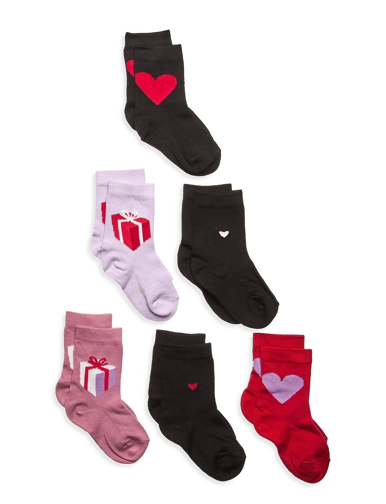 Lindex Sock 6P All Girls Heart And Pa Socks & Tights Socks Svart Lindex