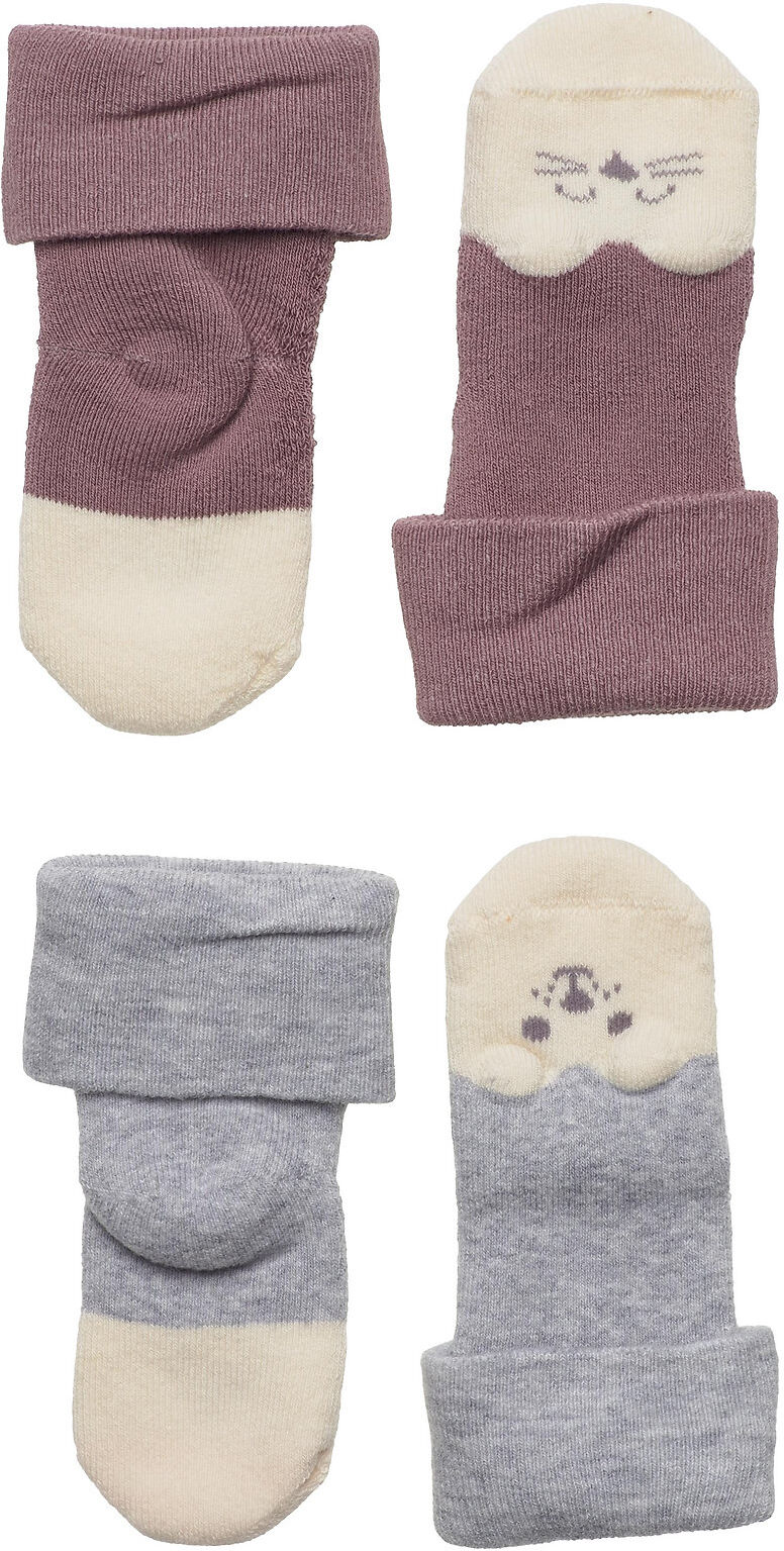 Lindex Sock 2P Baby Double Cuff Terry Socks & Tights Socks Blå Lindex