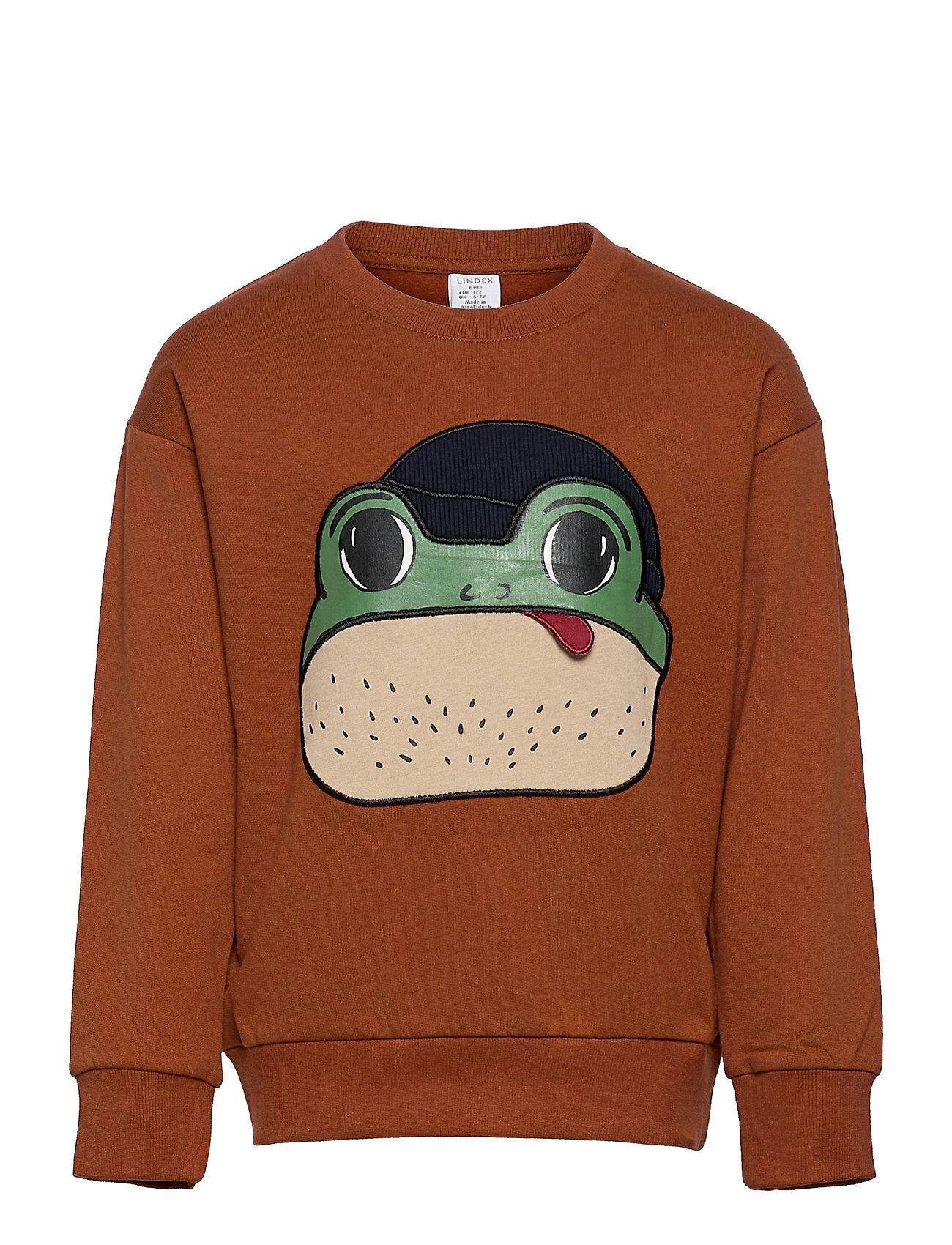 Lindex Sweater Frog Place Applique Sweat-shirt Genser Brun Lindex