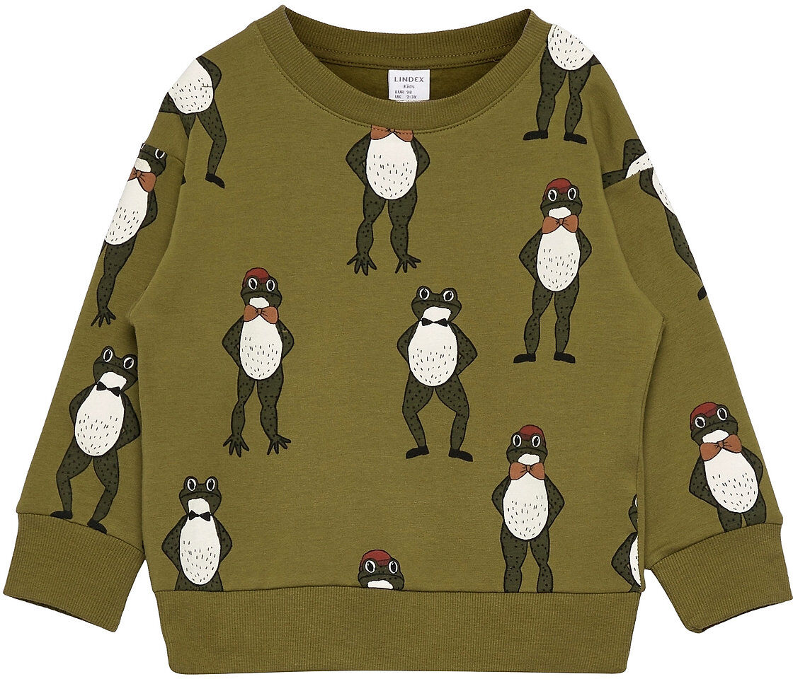 Lindex Sweater Frog Aop Sweat-shirt Genser Grønn Lindex