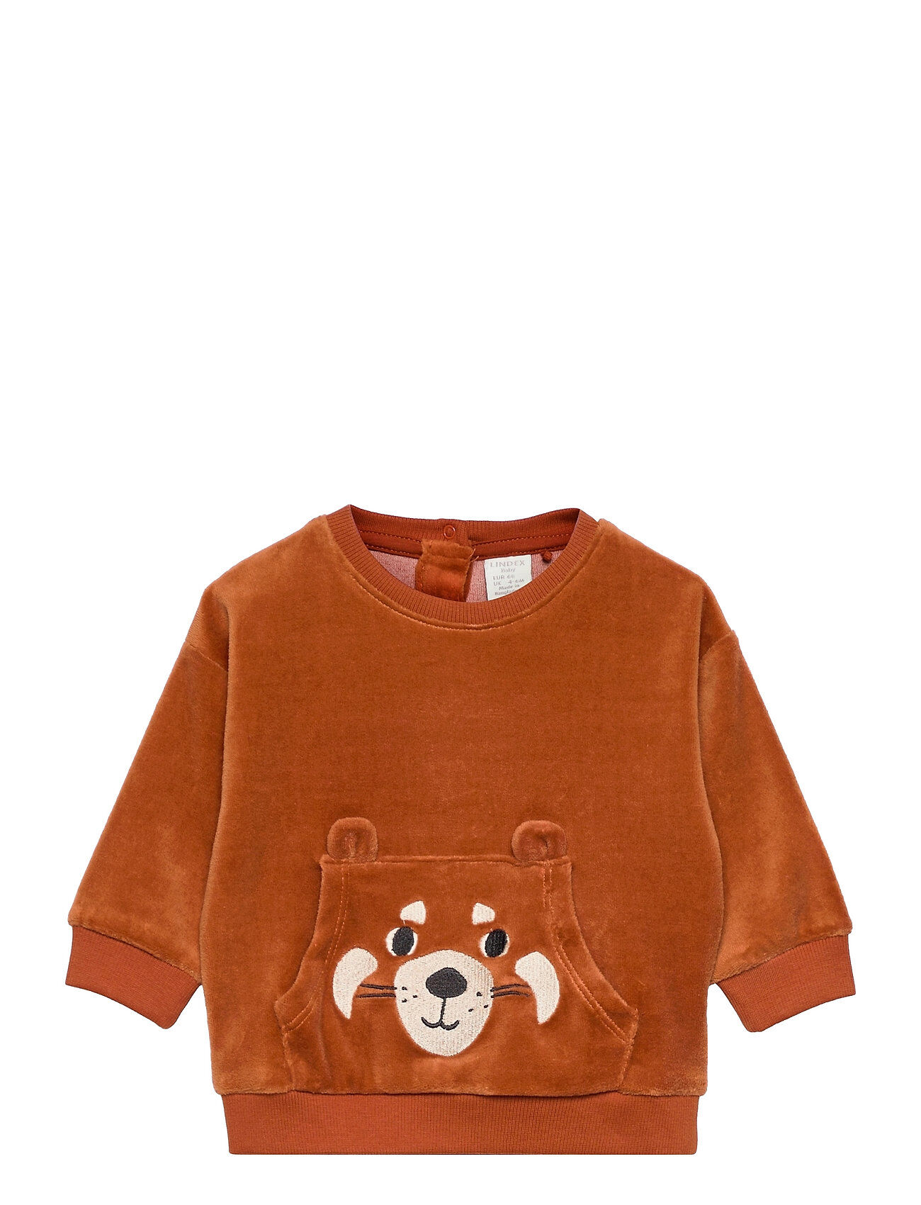 Lindex Sweater Velour Face At Pkt Sweat-shirt Genser Oransje Lindex