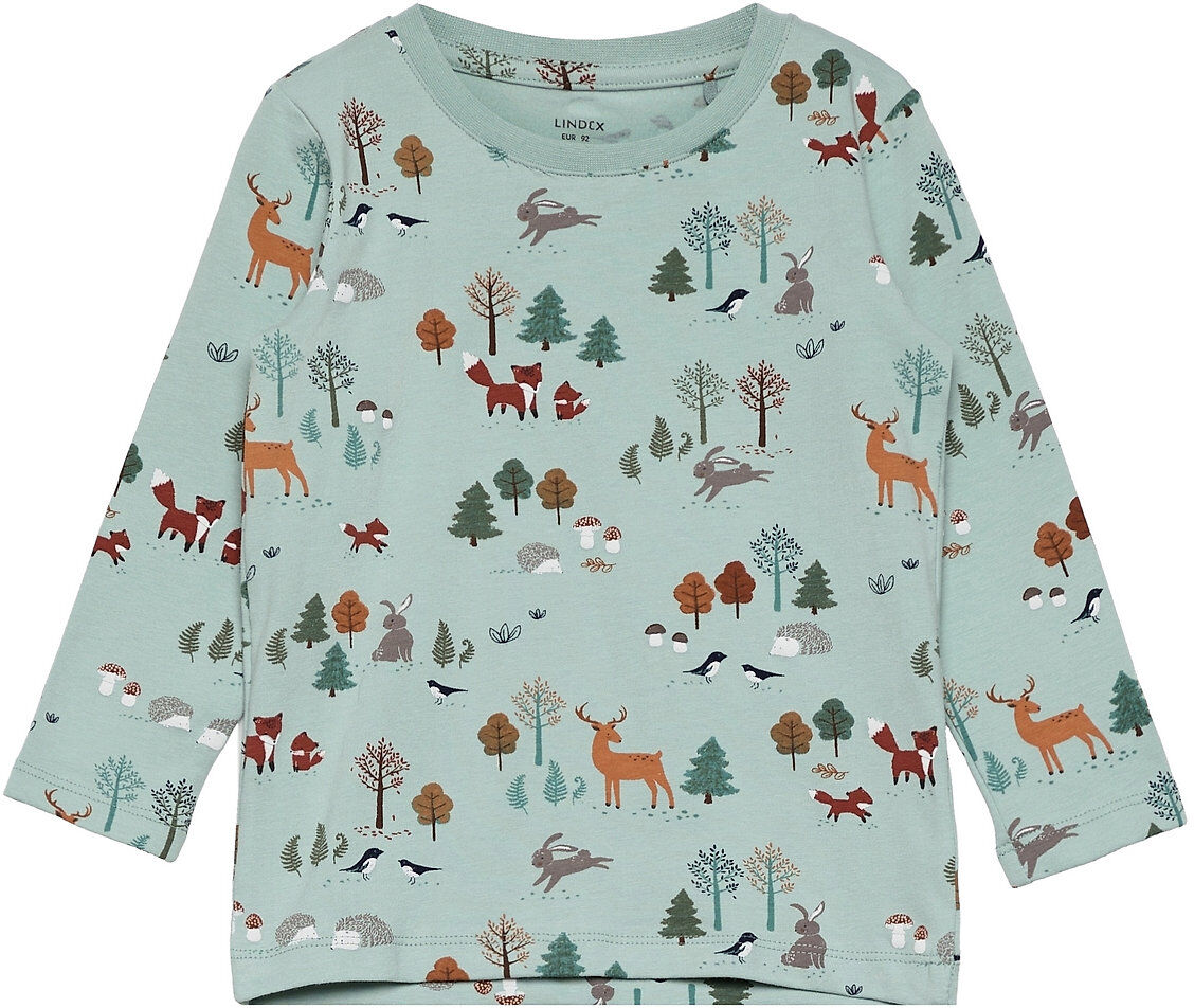 Lindex Top Aop Forest T-shirts Long-sleeved T-shirts Blå Lindex