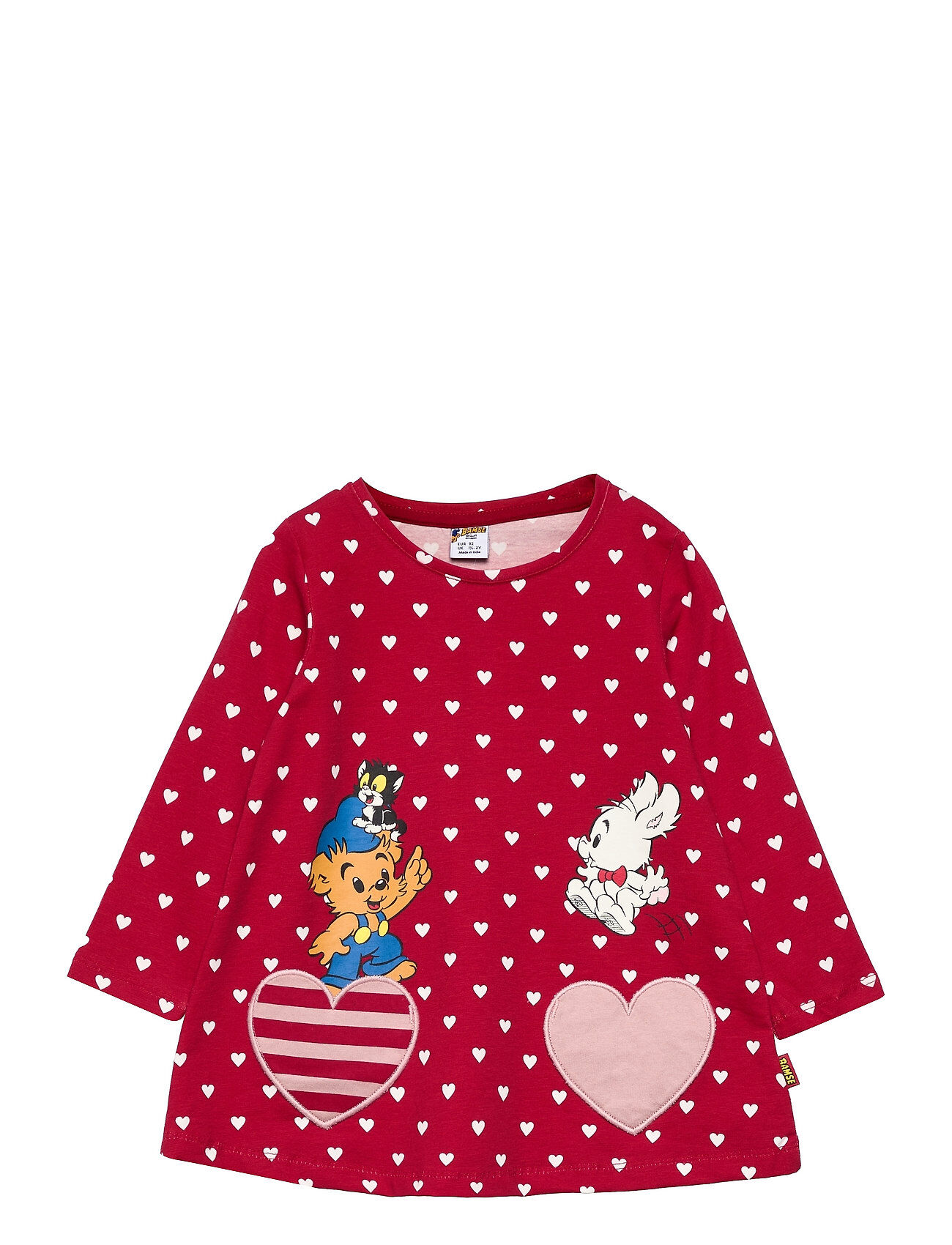 Lindex Top Long Bamse Heartpockets An T-shirts Long-sleeved T-shirts Rød Lindex