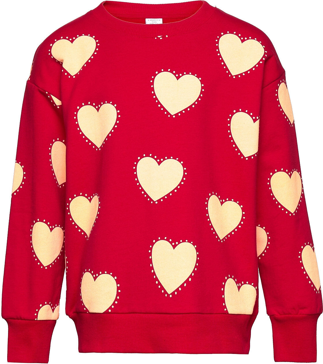 Lindex Sweater Aop Hearts Sweat-shirt Genser Rød Lindex