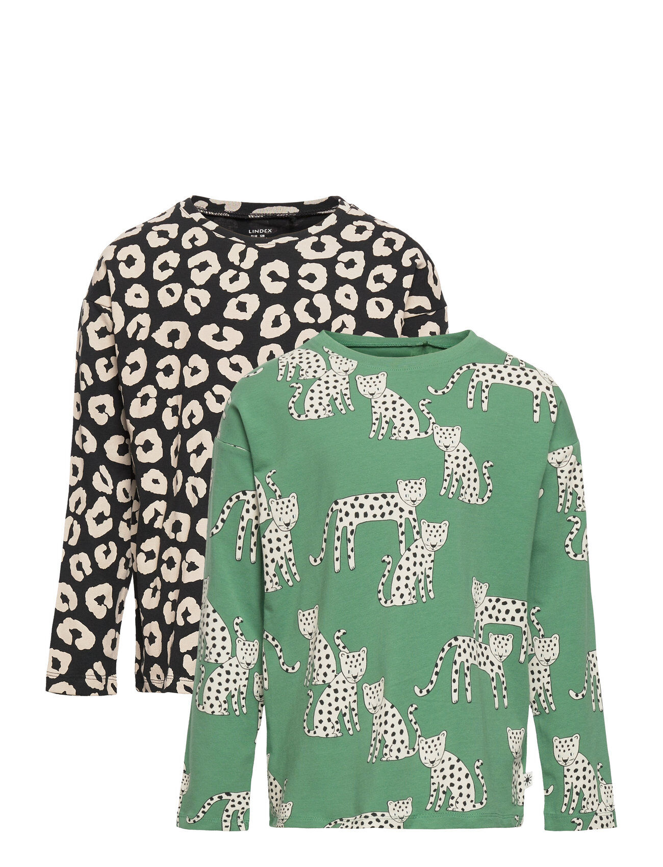 Lindex Top 2 Pack Snow Leopard Leo T-shirts Long-sleeved T-shirts Multi/mønstret Lindex