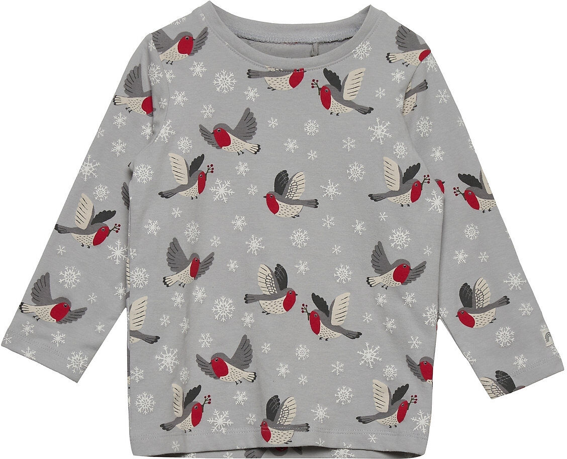 Lindex Top Bird In The Sky T-shirts Long-sleeved T-shirts Grå Lindex