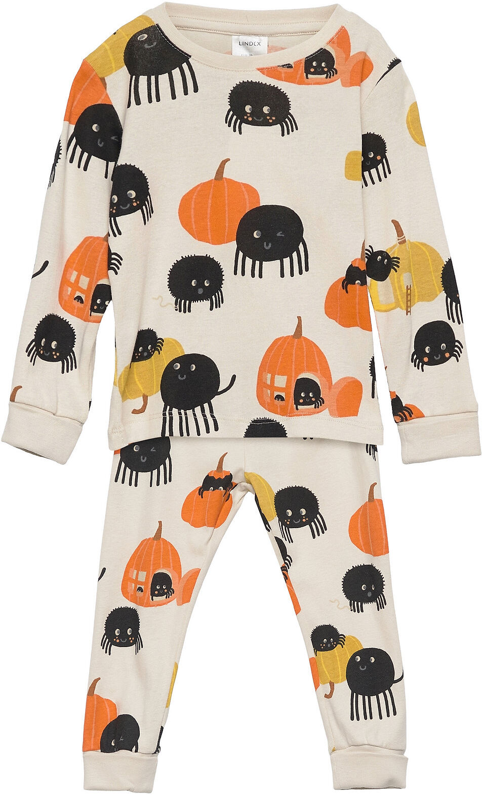 Lindex Pajama Spider Pumpkin Hallowee Pyjamas Sett Beige Lindex