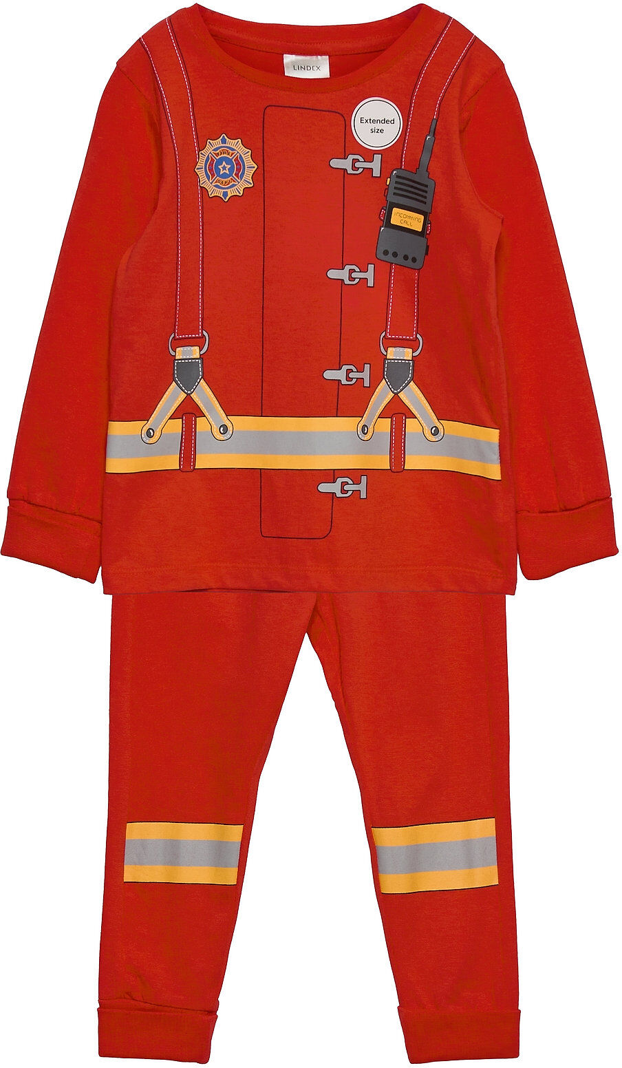 Lindex Pajama Sk Fireman Pyjamas Sett Rød Lindex