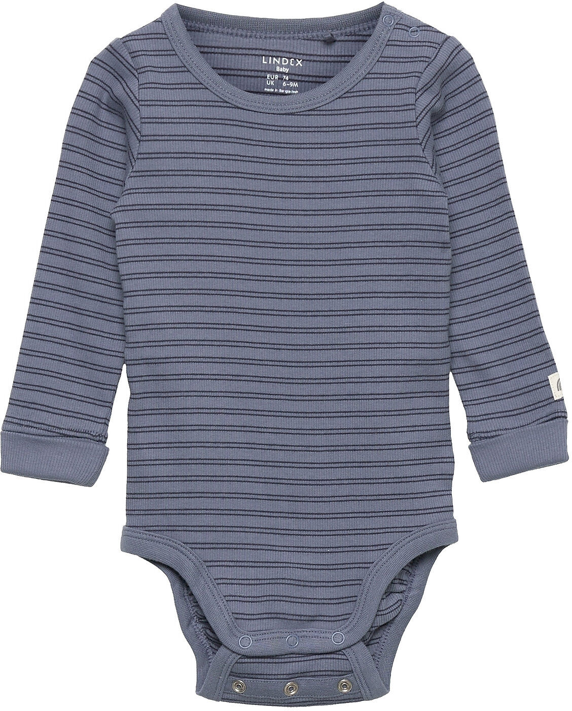 Lindex Body Rib Stripe Bodies Long-sleeved Blå Lindex