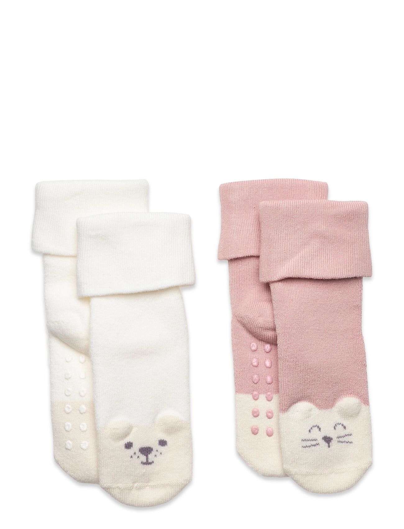 Lindex Sock 2P Baby Double Cuff Terry Socks & Tights Non-slip Socks Hvit Lindex