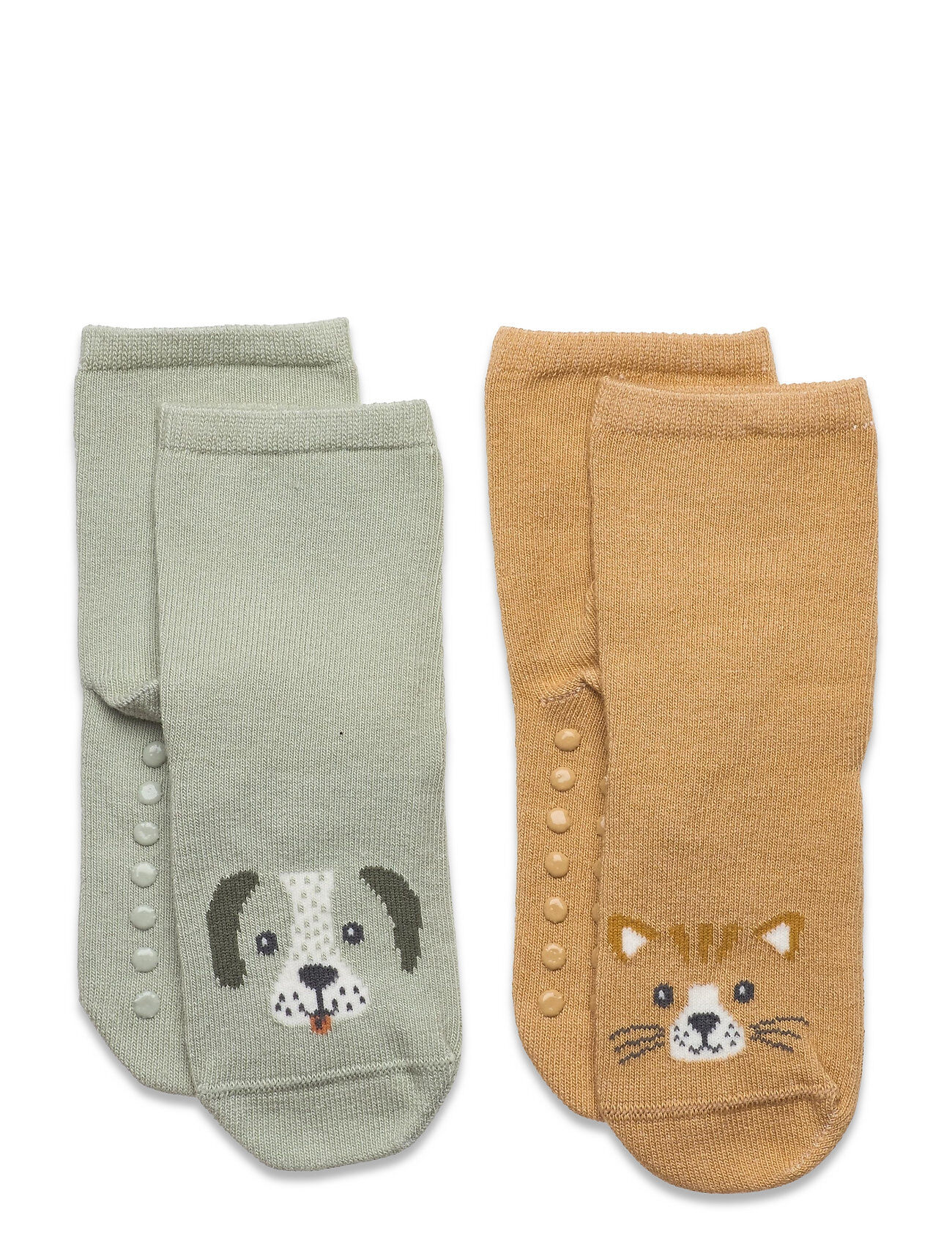 Lindex Sock 2P Baby Animal Face Socks & Tights Non-slip Socks Grønn Lindex