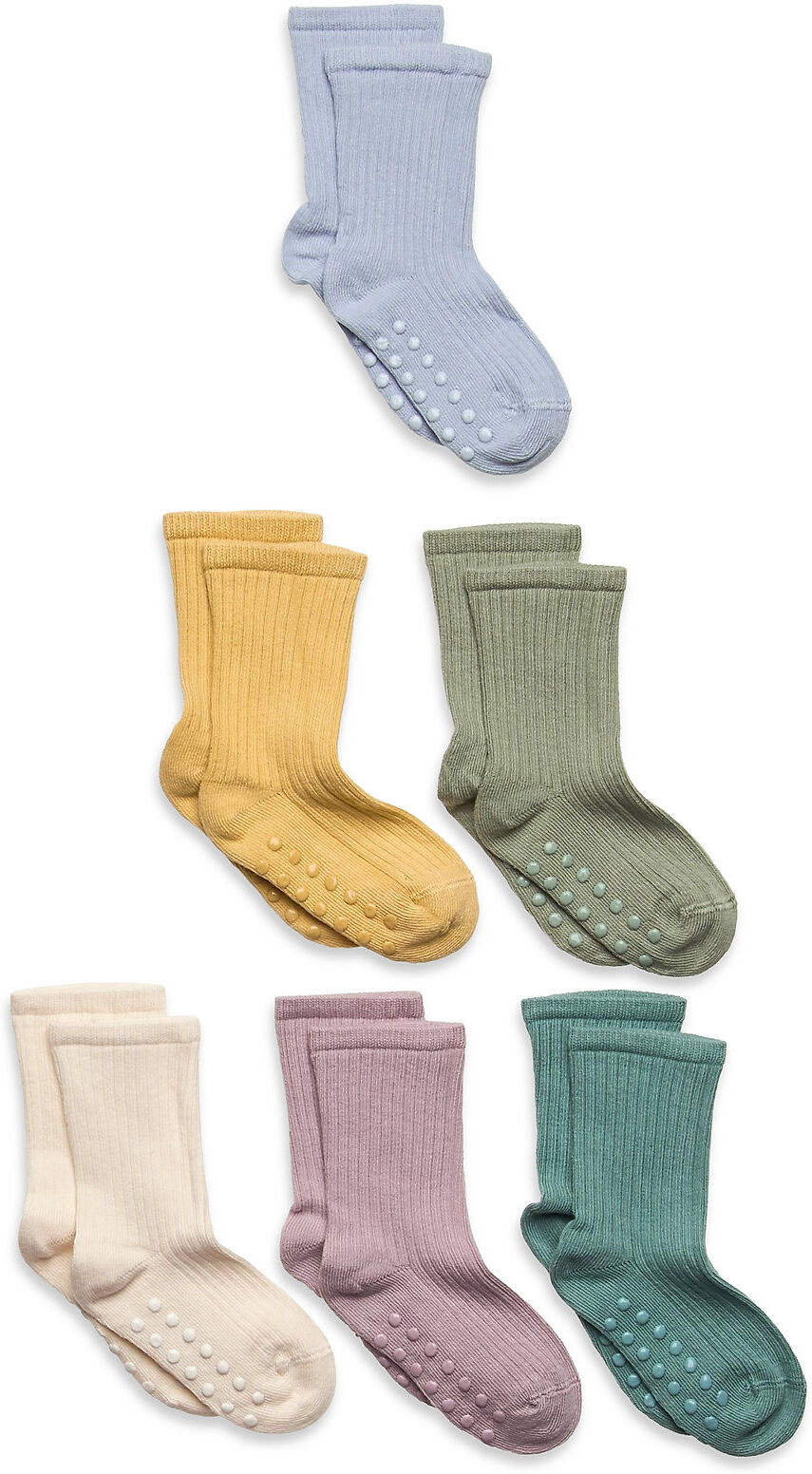 Lindex Sock 6P Ribb Pattern Sock Fa Socks & Tights Non-slip Socks Blå Lindex