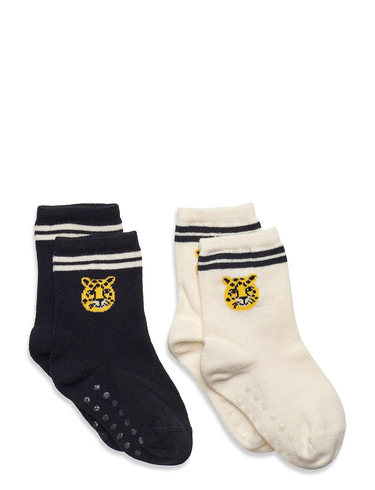Lindex Sock 2P Baby Stripe And Tiger Socks & Tights Non-slip Socks Svart Lindex