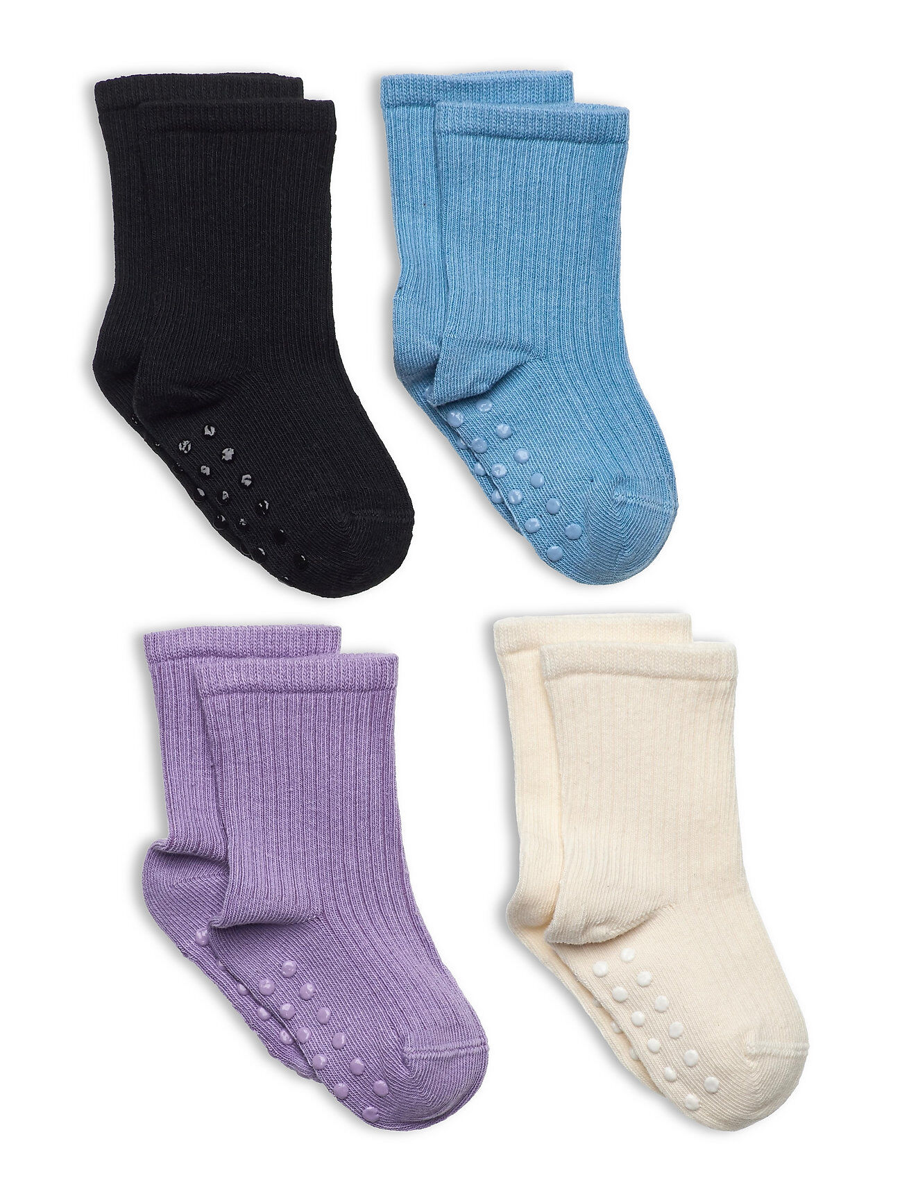 Lindex Sock 4P Sock Ribb Socks & Tights Non-slip Socks Svart Lindex
