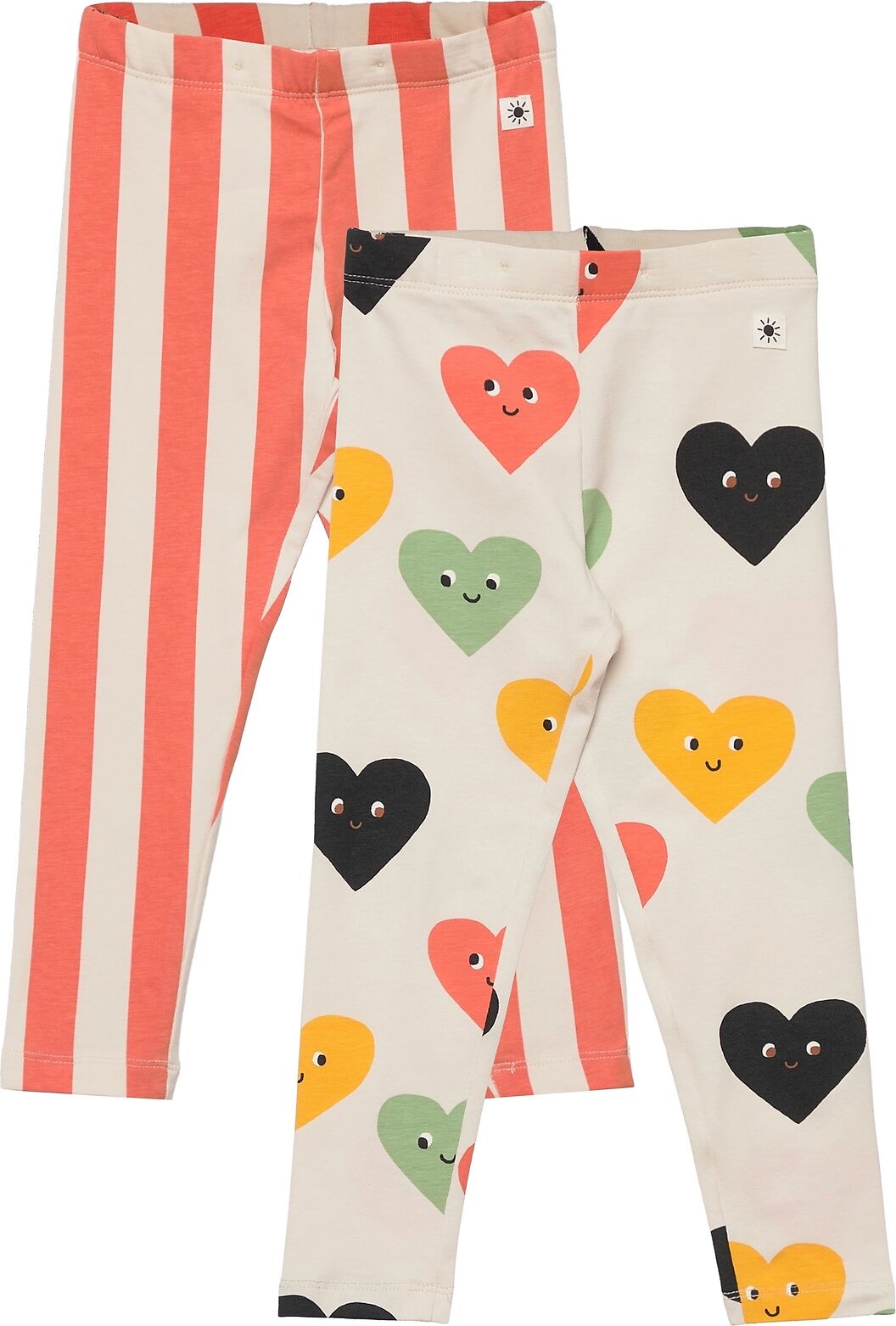 Lindex Leggings 2 Pack Heart Stripe Leggings Multi/mønstret Lindex