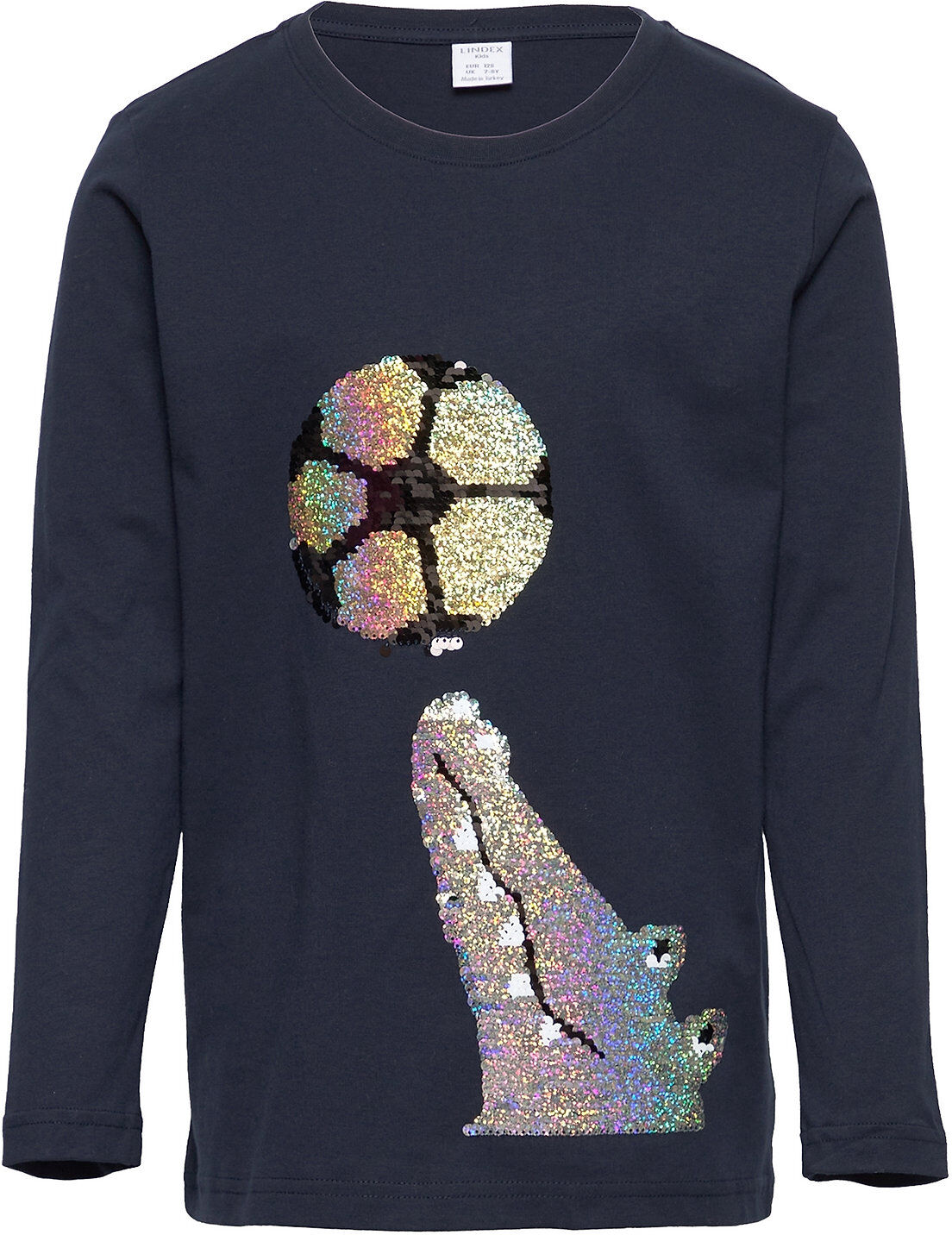 Lindex Top Ls Crocodile Flip Sequins T-shirts Long-sleeved T-shirts Blå Lindex