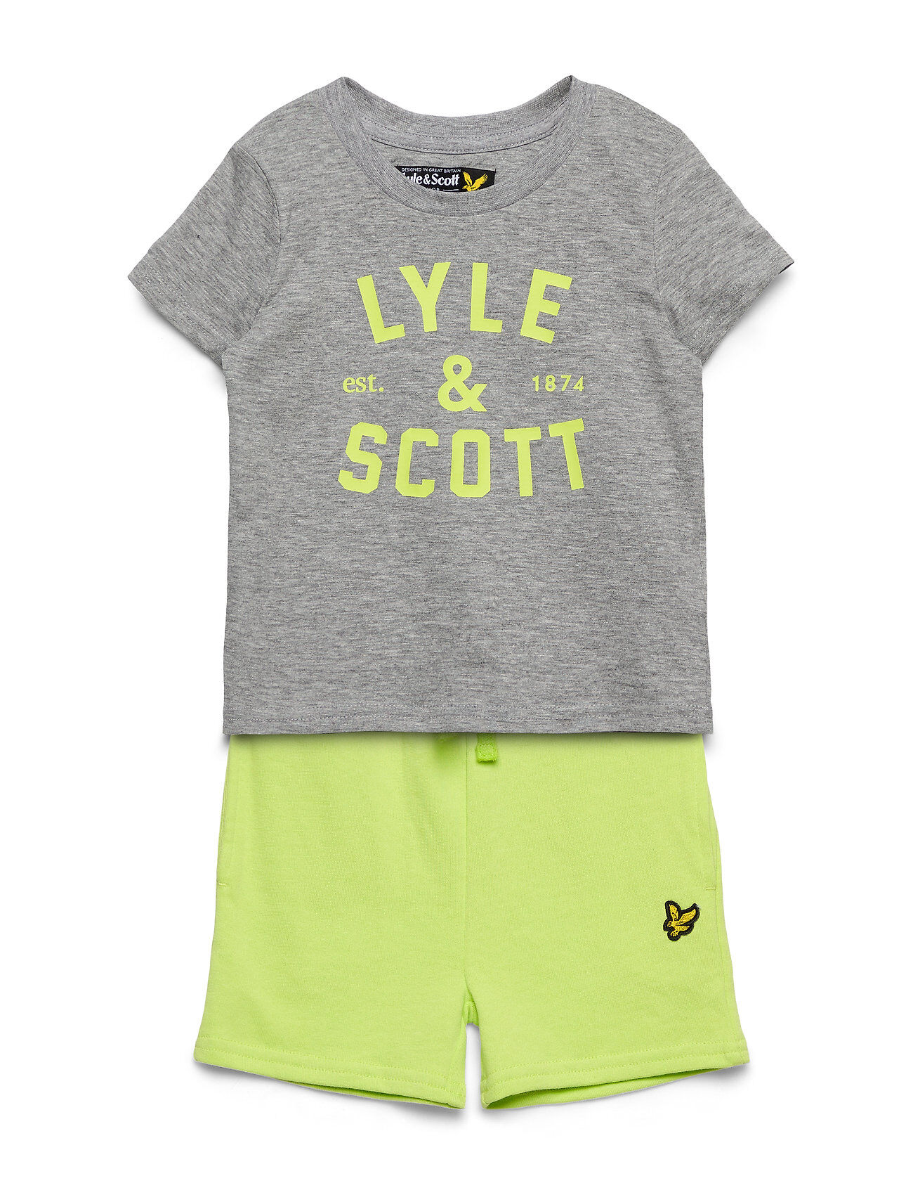 Scott Graphic Tee And Sweat Short Set Vintage Grey Heather 2-piece Sets Grå Lyle & Scott Junior