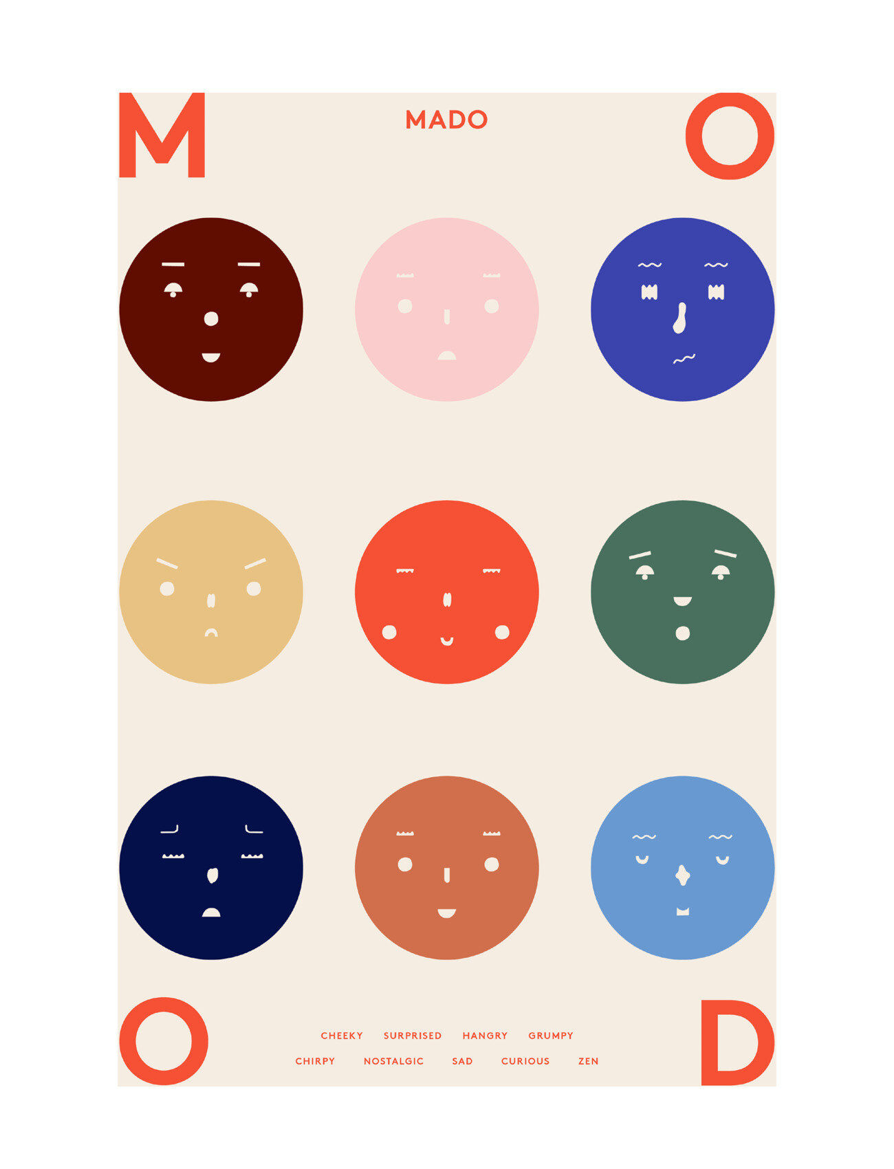MADO Nine Moods - 50X70 Home Kids Decor Posters Multi/mønstret MADO