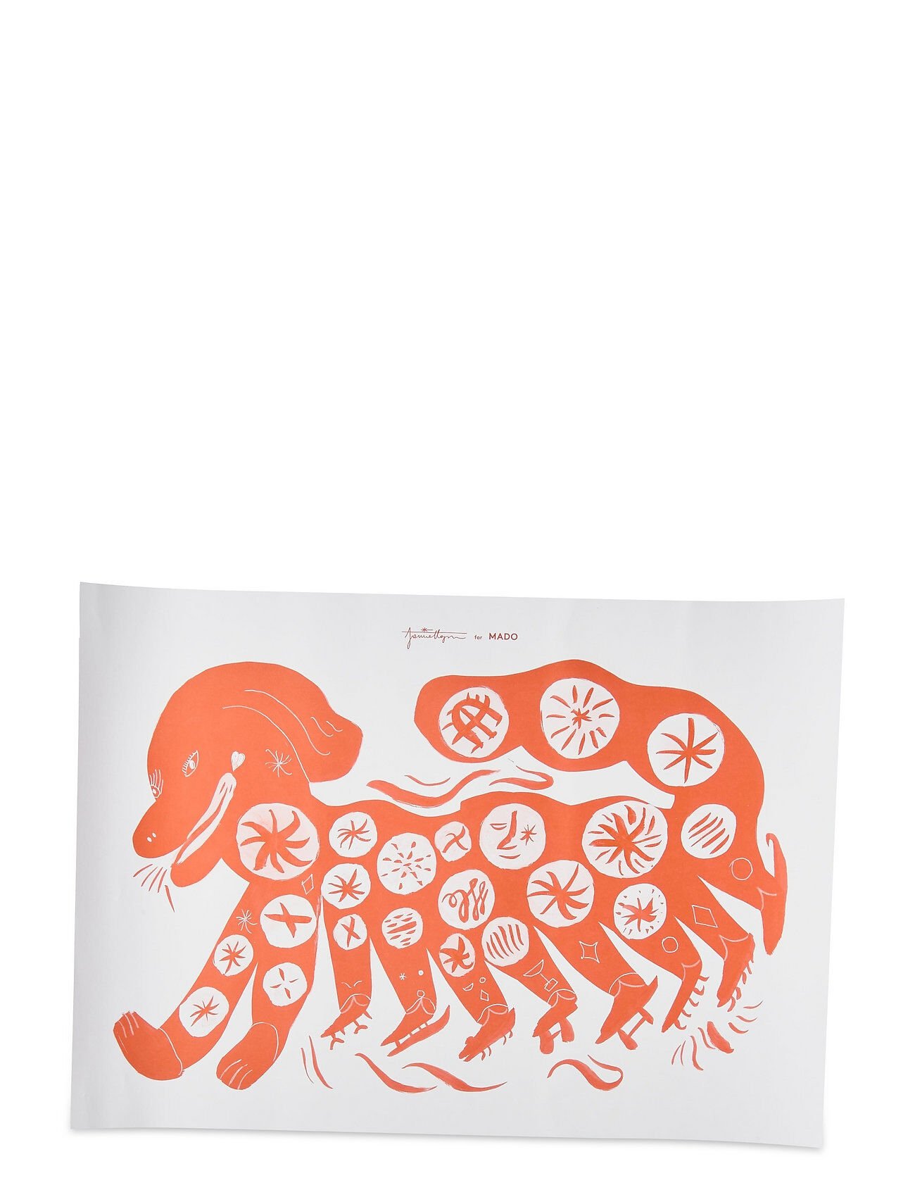 MADO Chinese Dog, Red - 50X70 Home Kids Decor Posters Oransje MADO