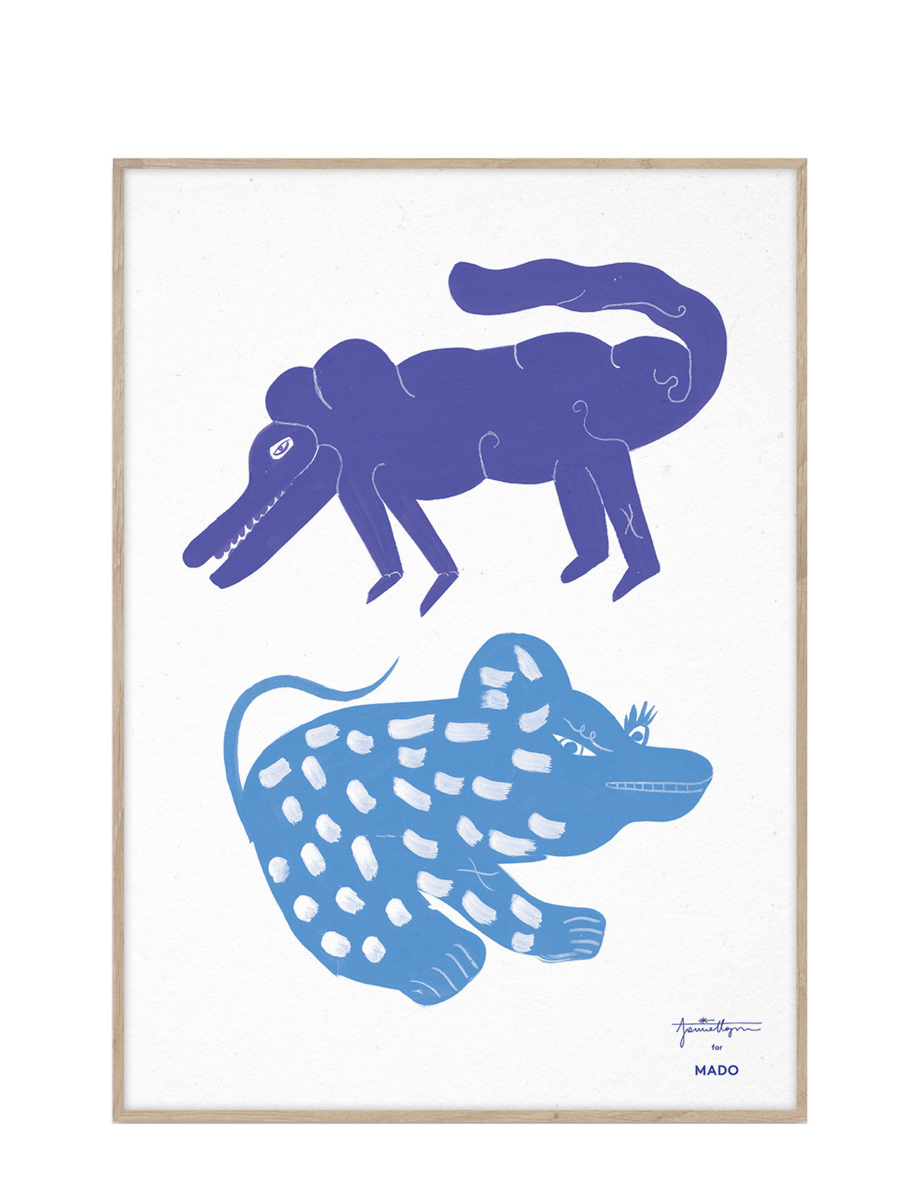 MADO Two Creatures - Blue - 50X70 Home Kids Decor Posters Blå MADO